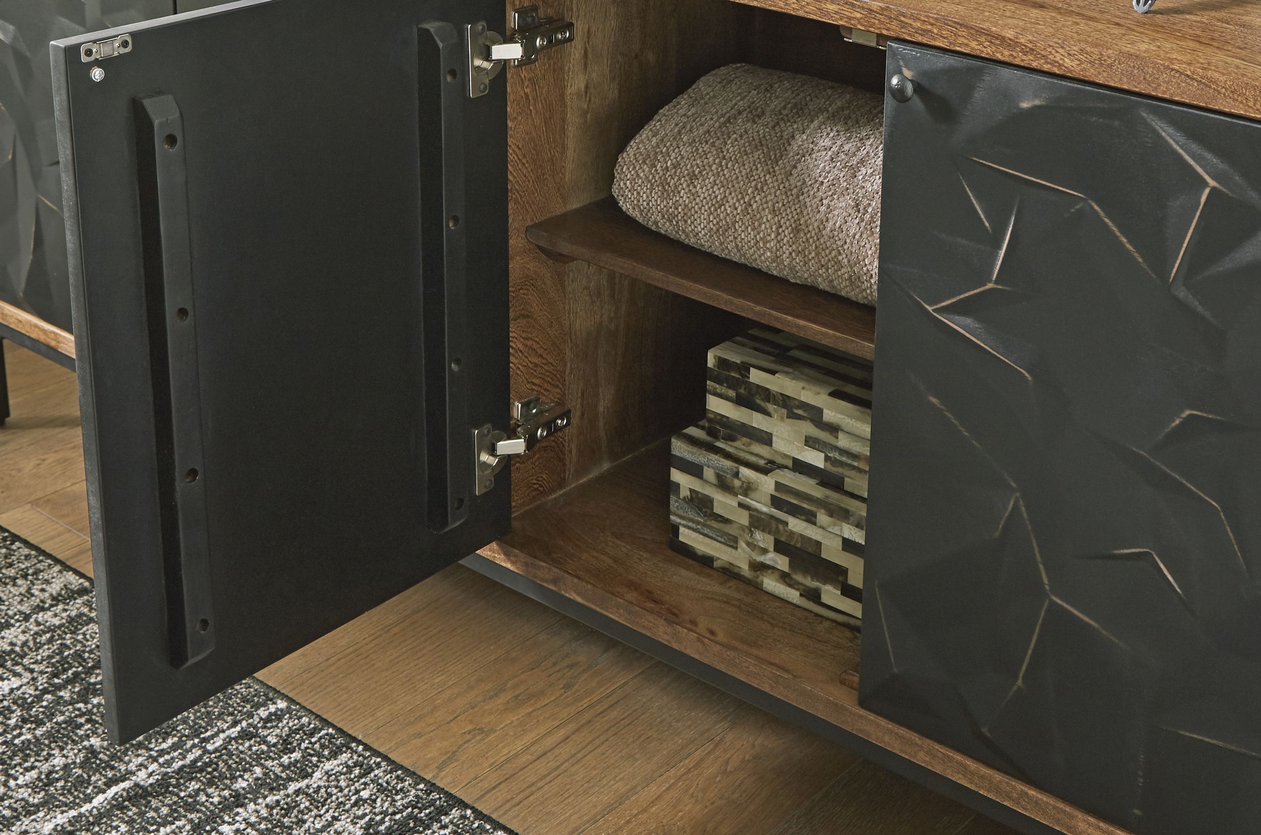 Dorannby 4-Door Wood Accent Cabinet | Two-Toned Storage