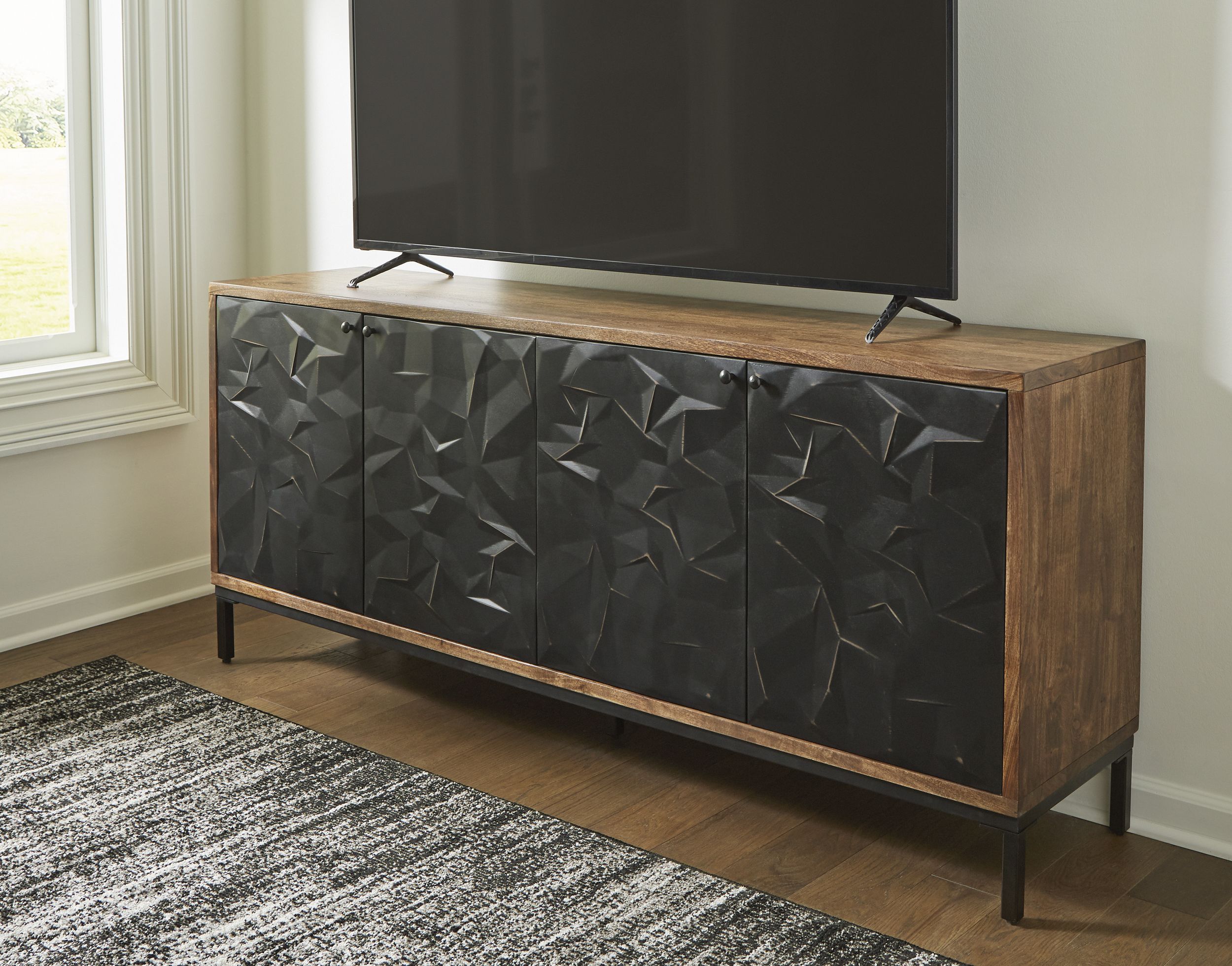Dorannby 4-Door Wood Accent Cabinet | Two-Toned Storage