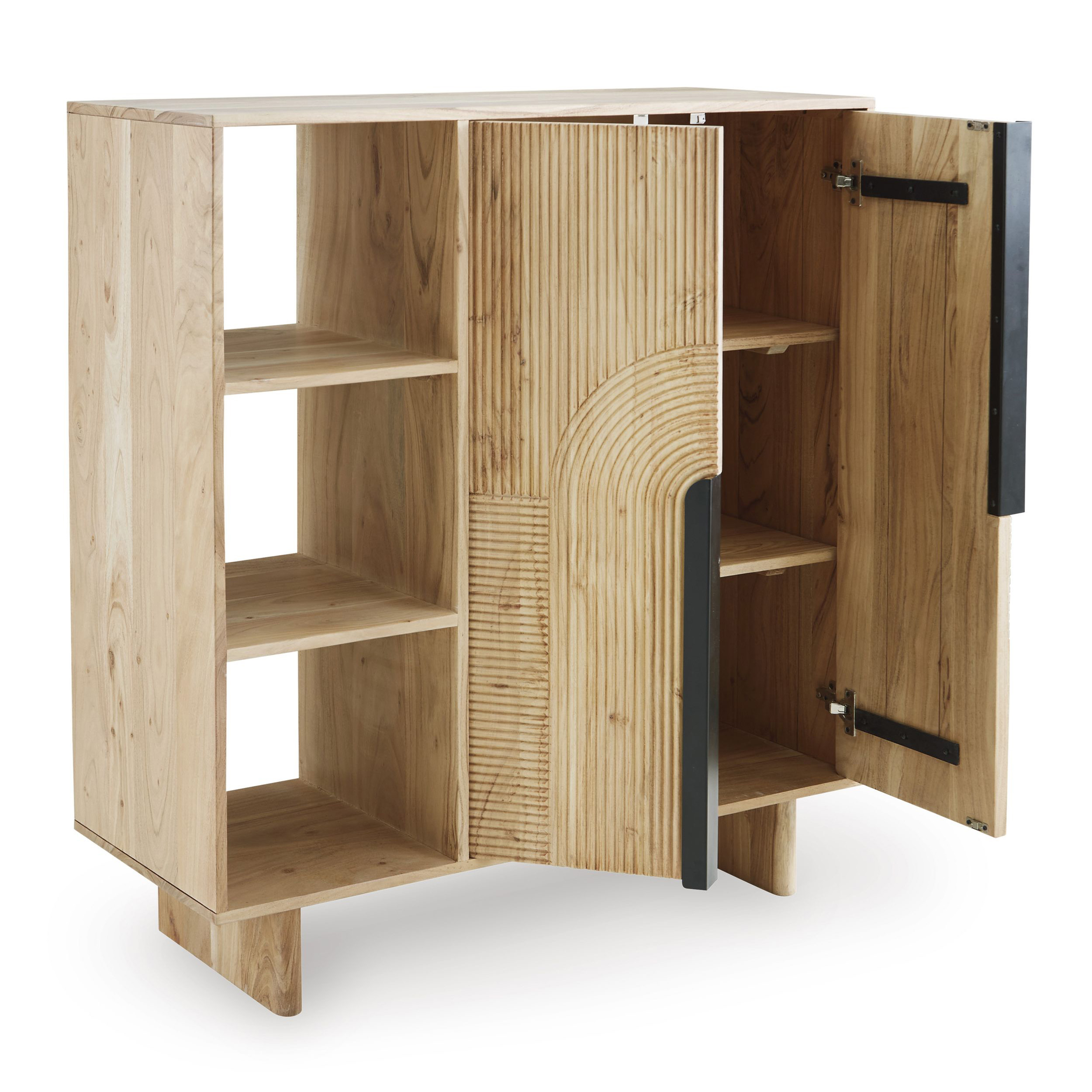 Kierwell Tall 2-Door Accent Cabinet | Natural Wood Storage