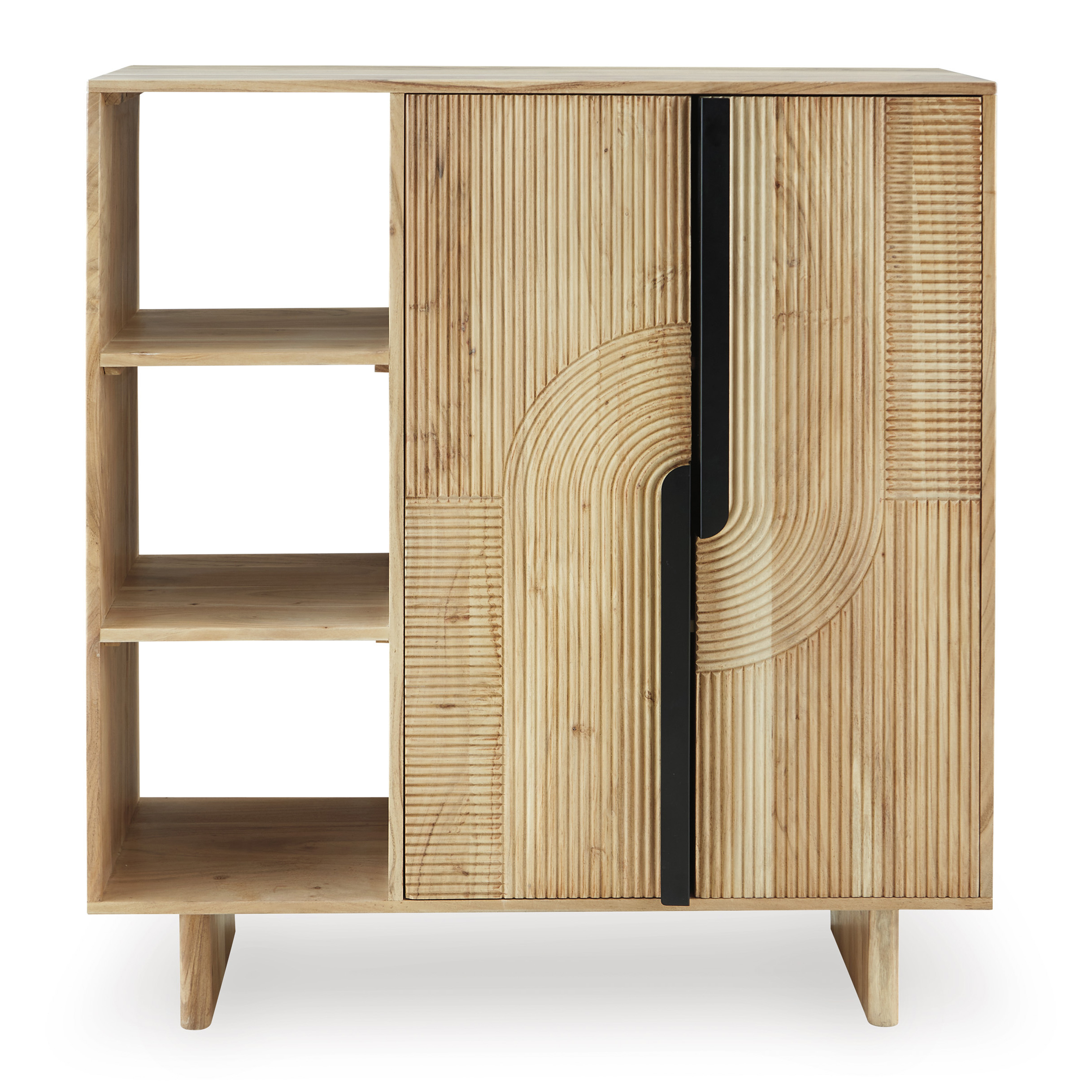 Kierwell Tall 2-Door Accent Cabinet | Natural Wood Storage