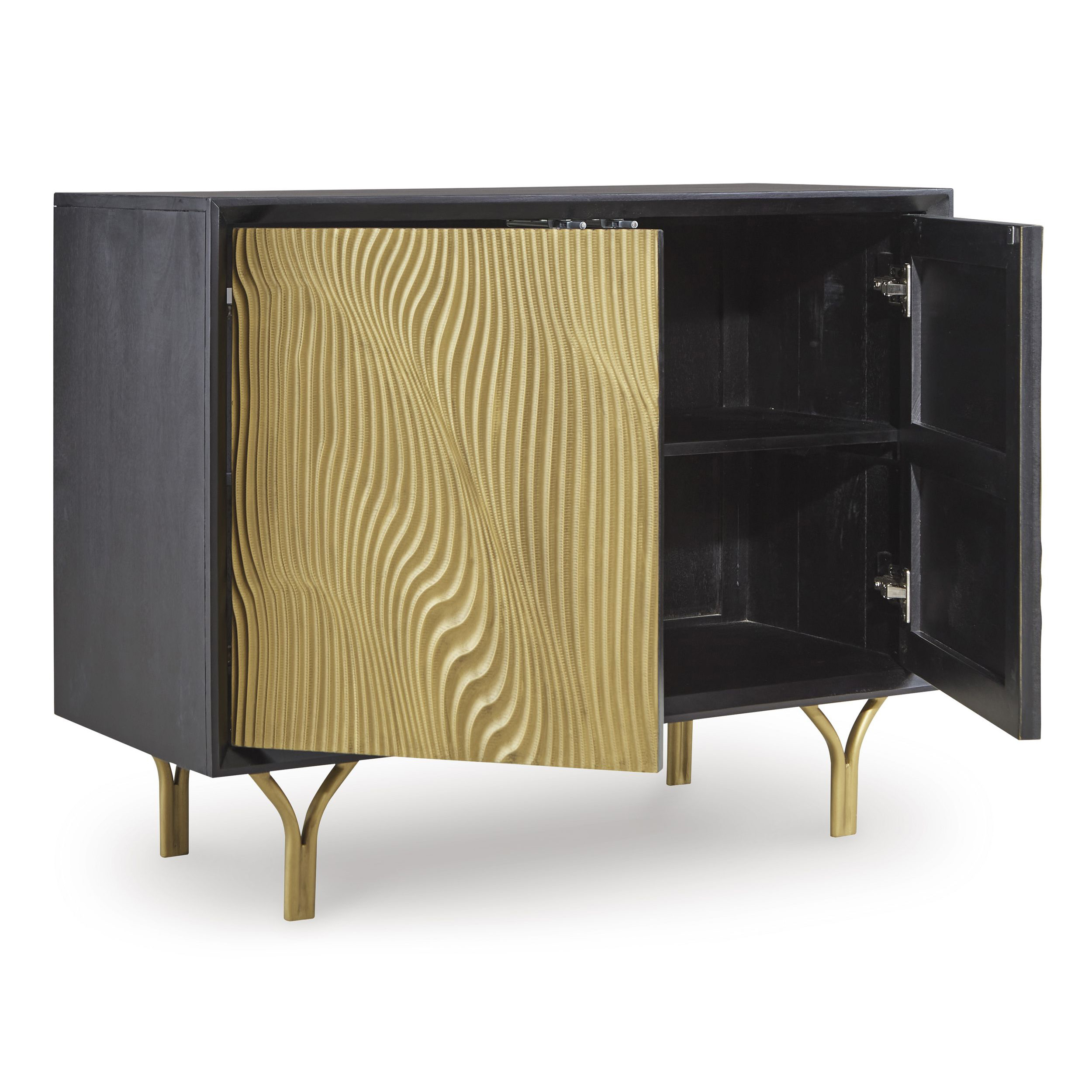 Tayner 2-Door Accent Cabinet | Luxe Black & Gold Storage