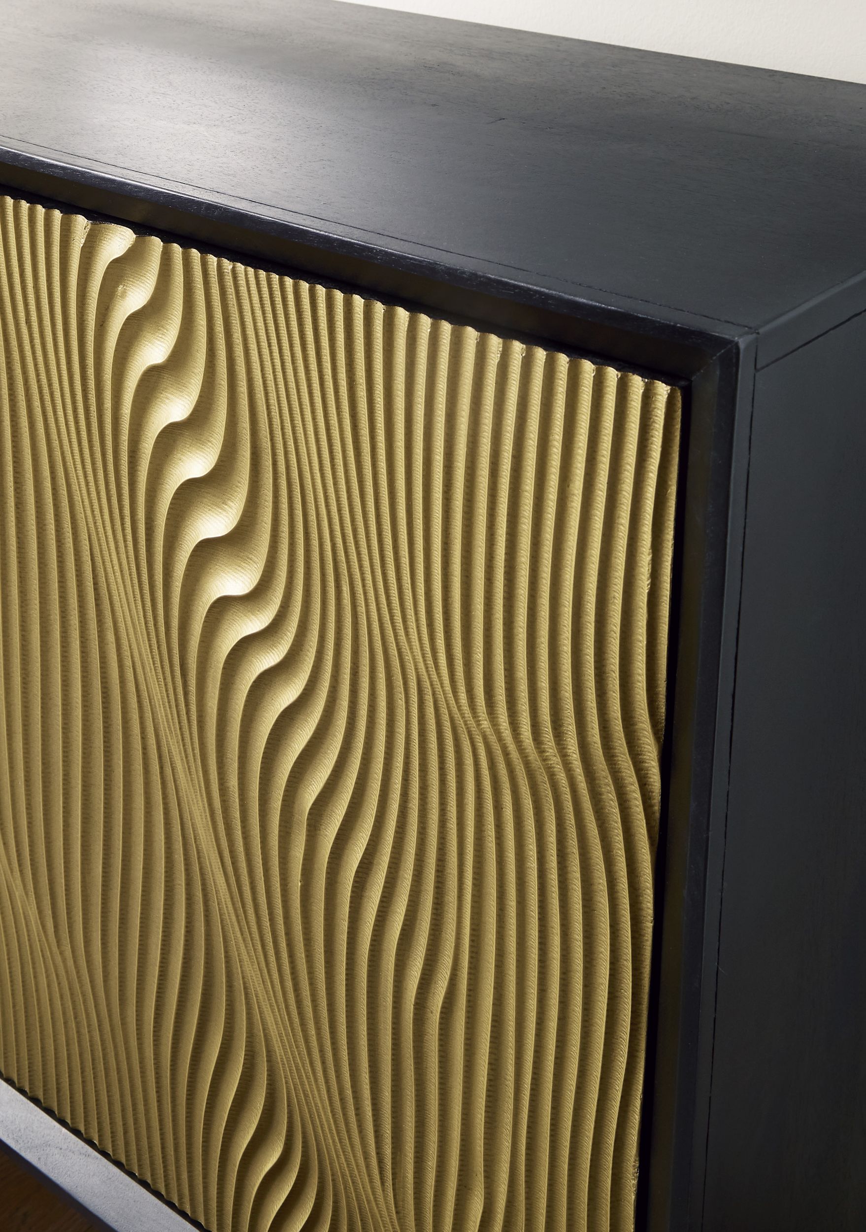 Tayner 2-Door Accent Cabinet | Luxe Black & Gold Storage