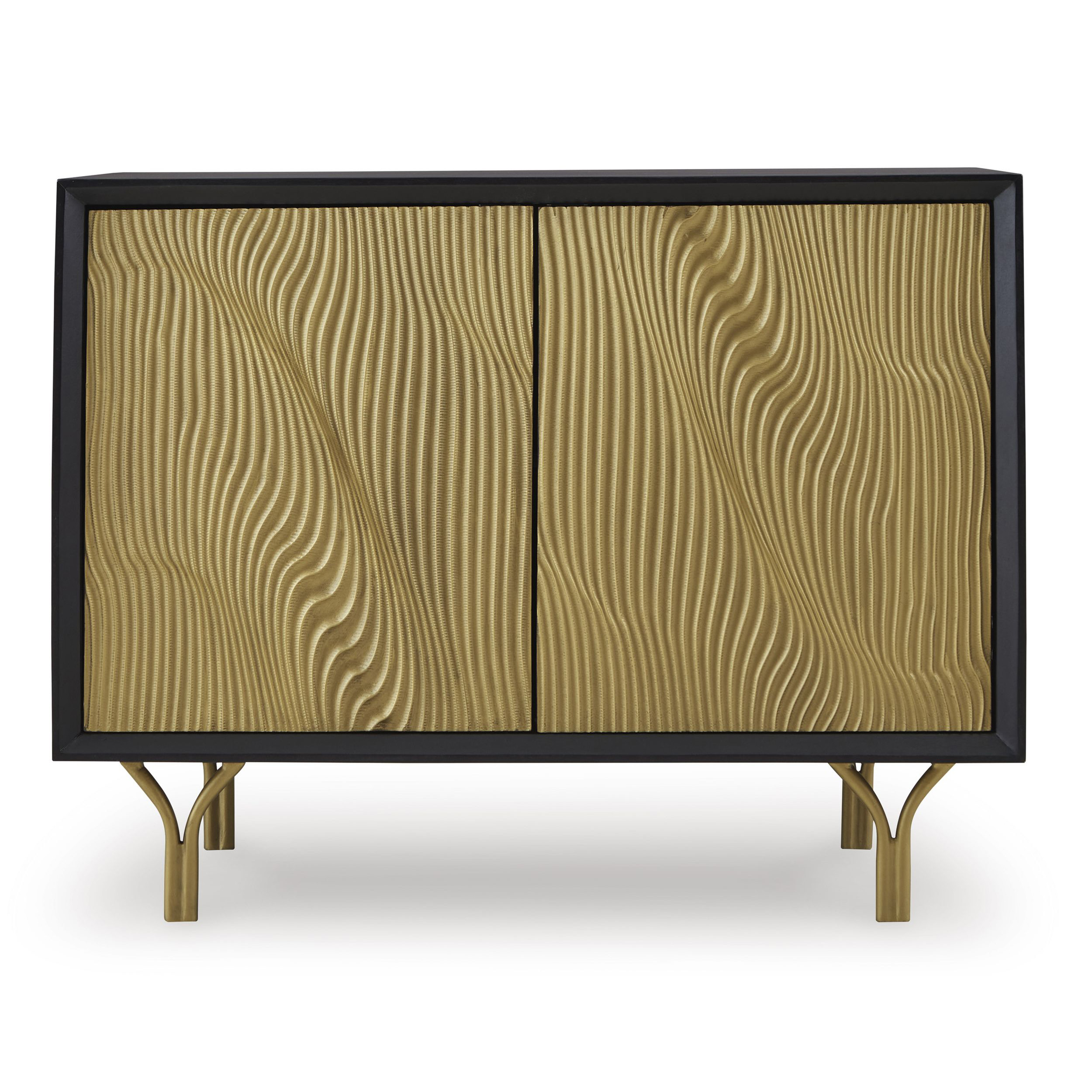 Tayner 2-Door Accent Cabinet | Luxe Black & Gold Storage