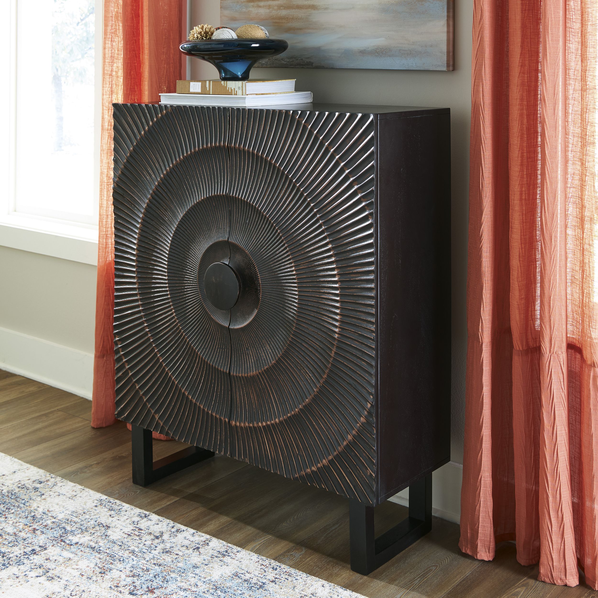 Fosterman 2-Door Wood Accent Cabinet | Distressed Black
