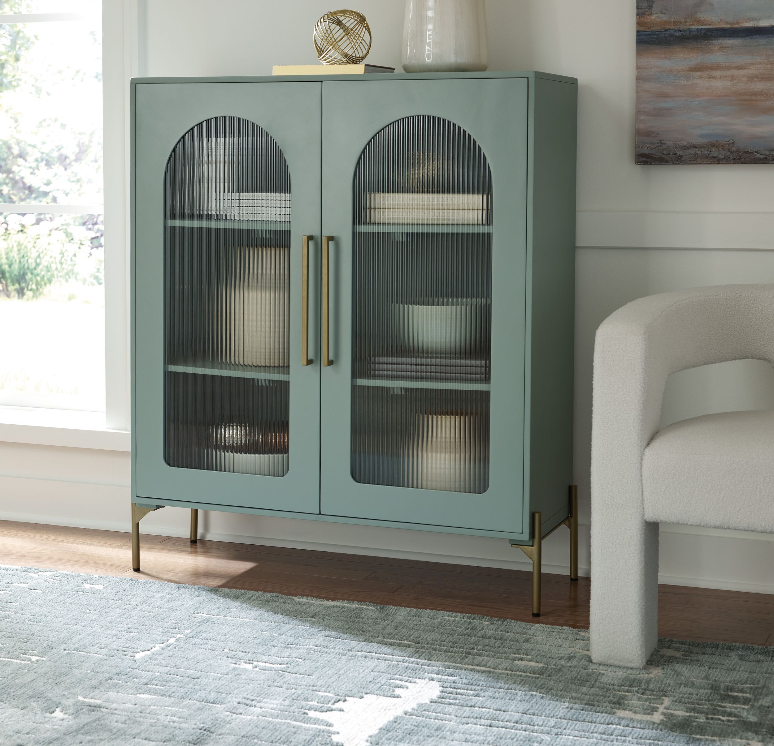 Adwen Light Green Wood Accent Cabinet | Cottage Style