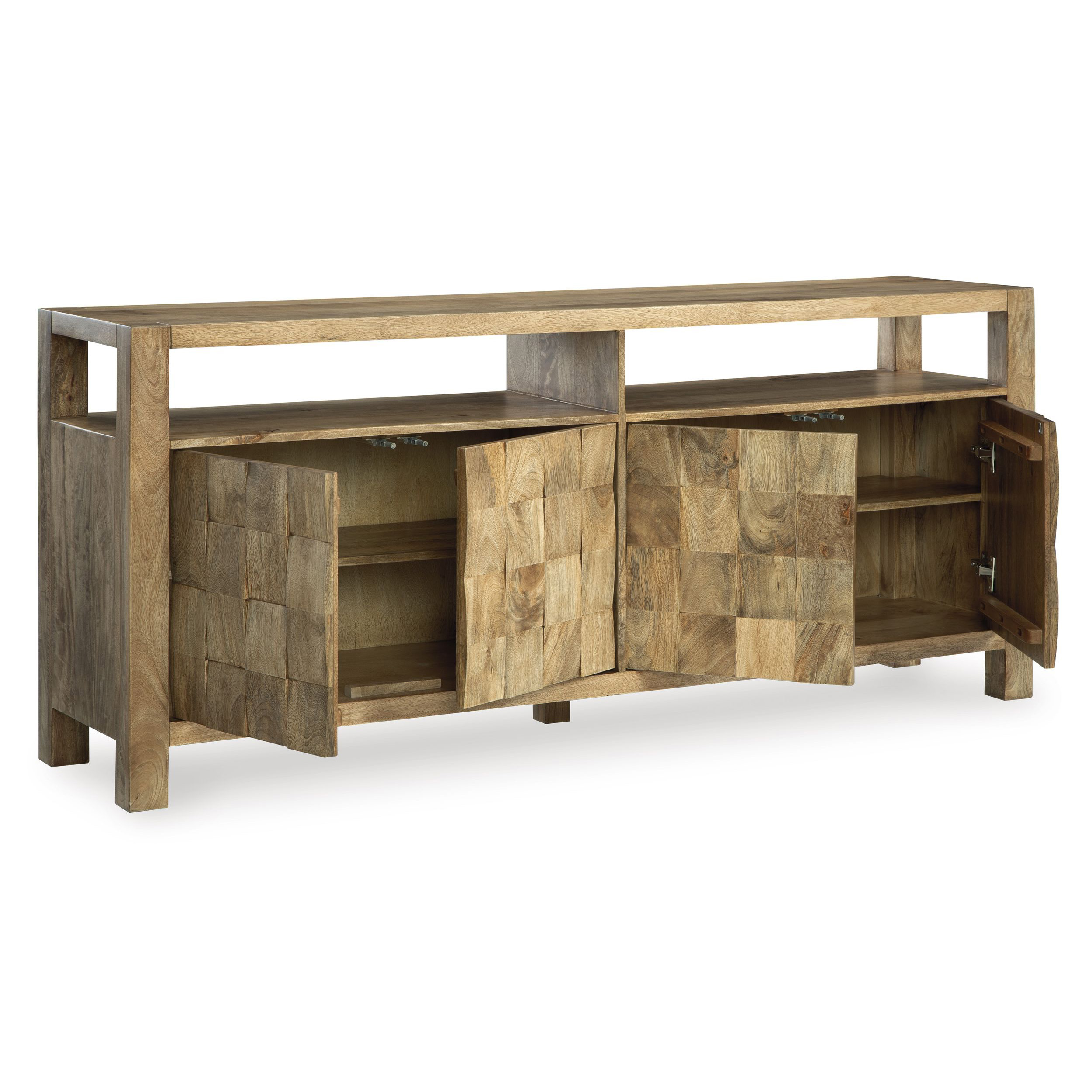 Hudwick 4-Door Wood Accent Cabinet | Natural Brown Storage