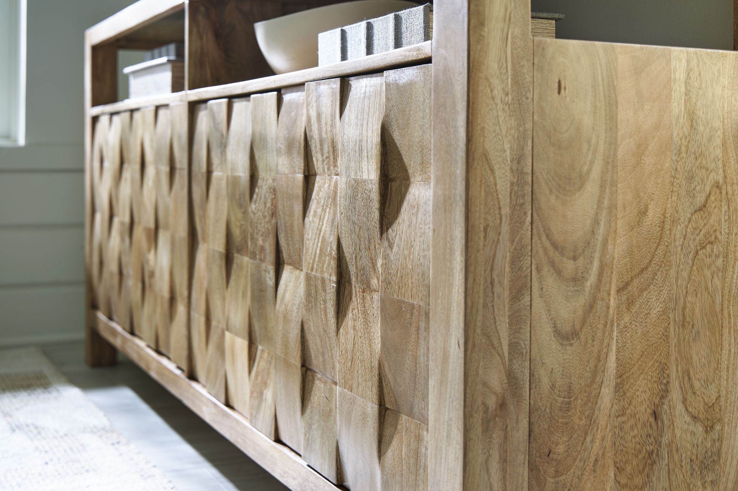 Hudwick 4-Door Wood Accent Cabinet | Natural Brown Storage