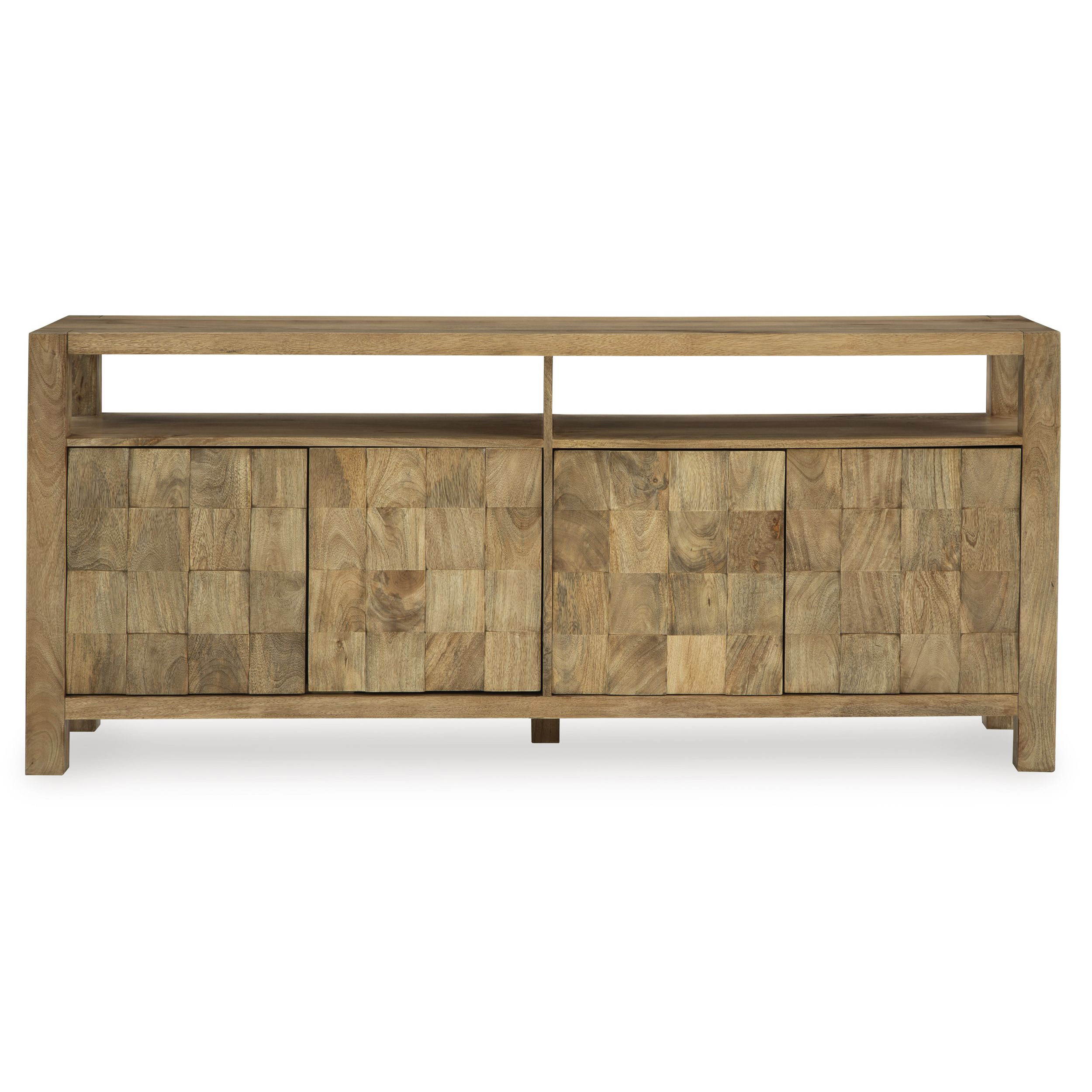 Hudwick 4-Door Wood Accent Cabinet | Natural Brown Storage