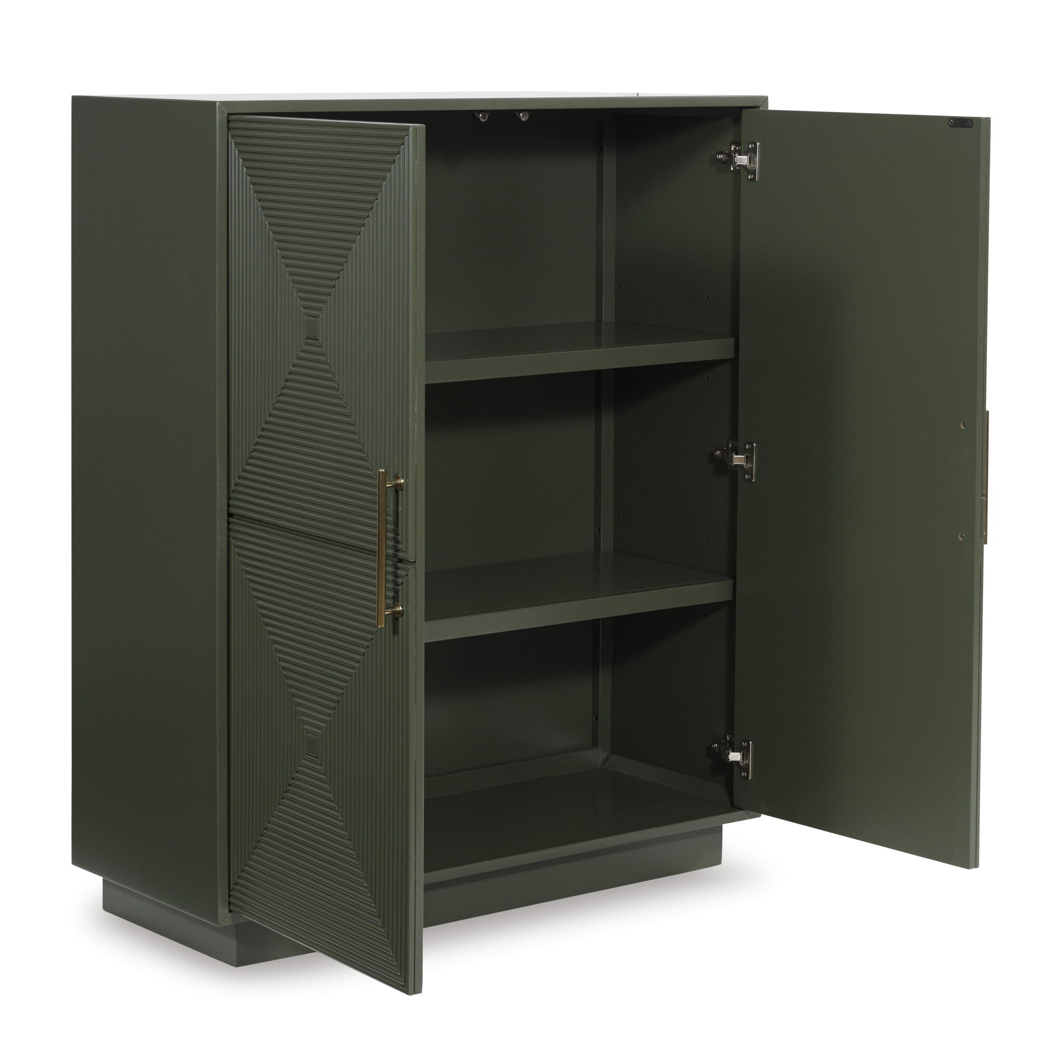 Geirwood 2-Door Accent Cabinet | Dark Green & Gold Statement
