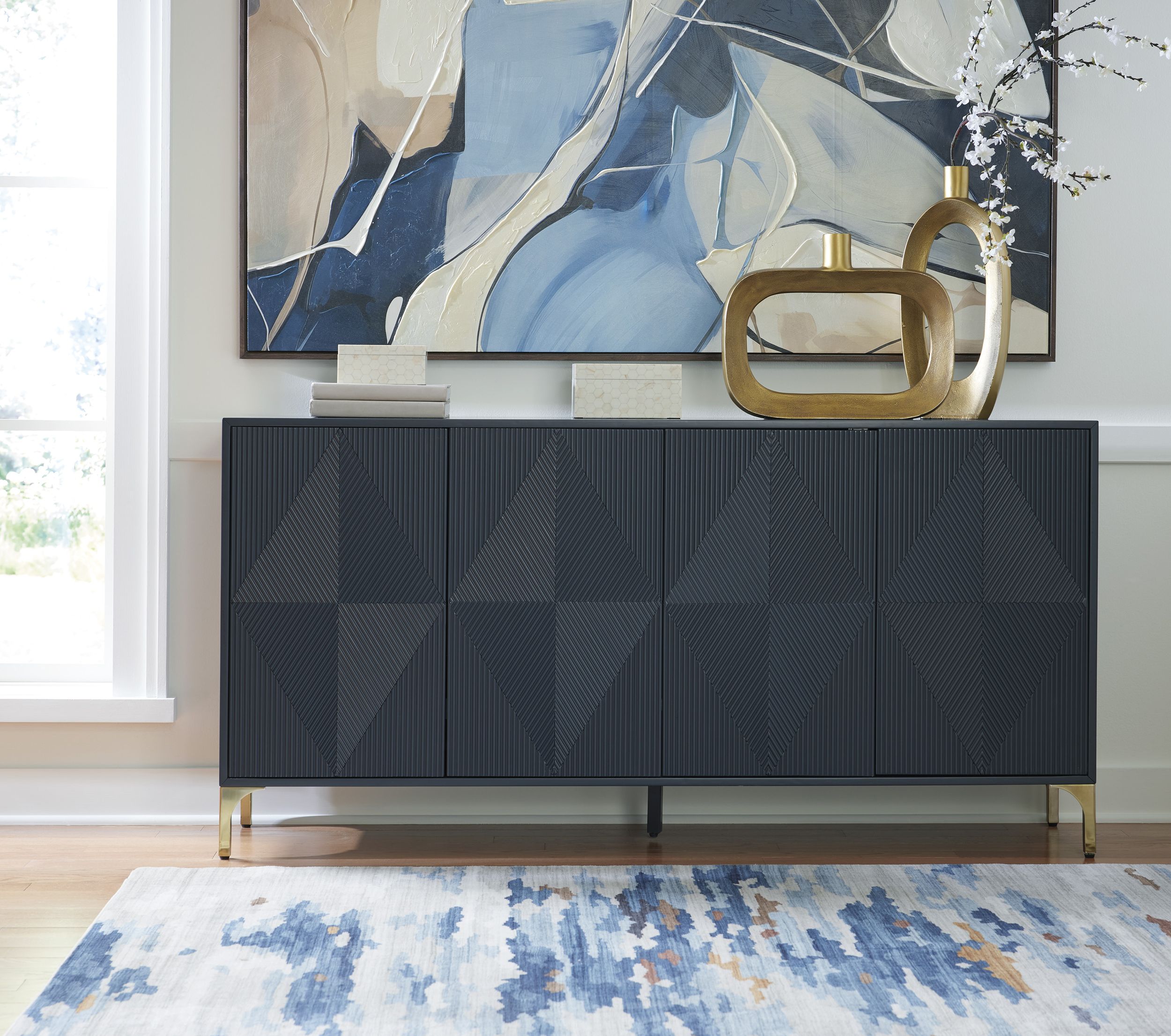 Loirwick 2-Door Accent Cabinet | Dark Blue Statement Storage