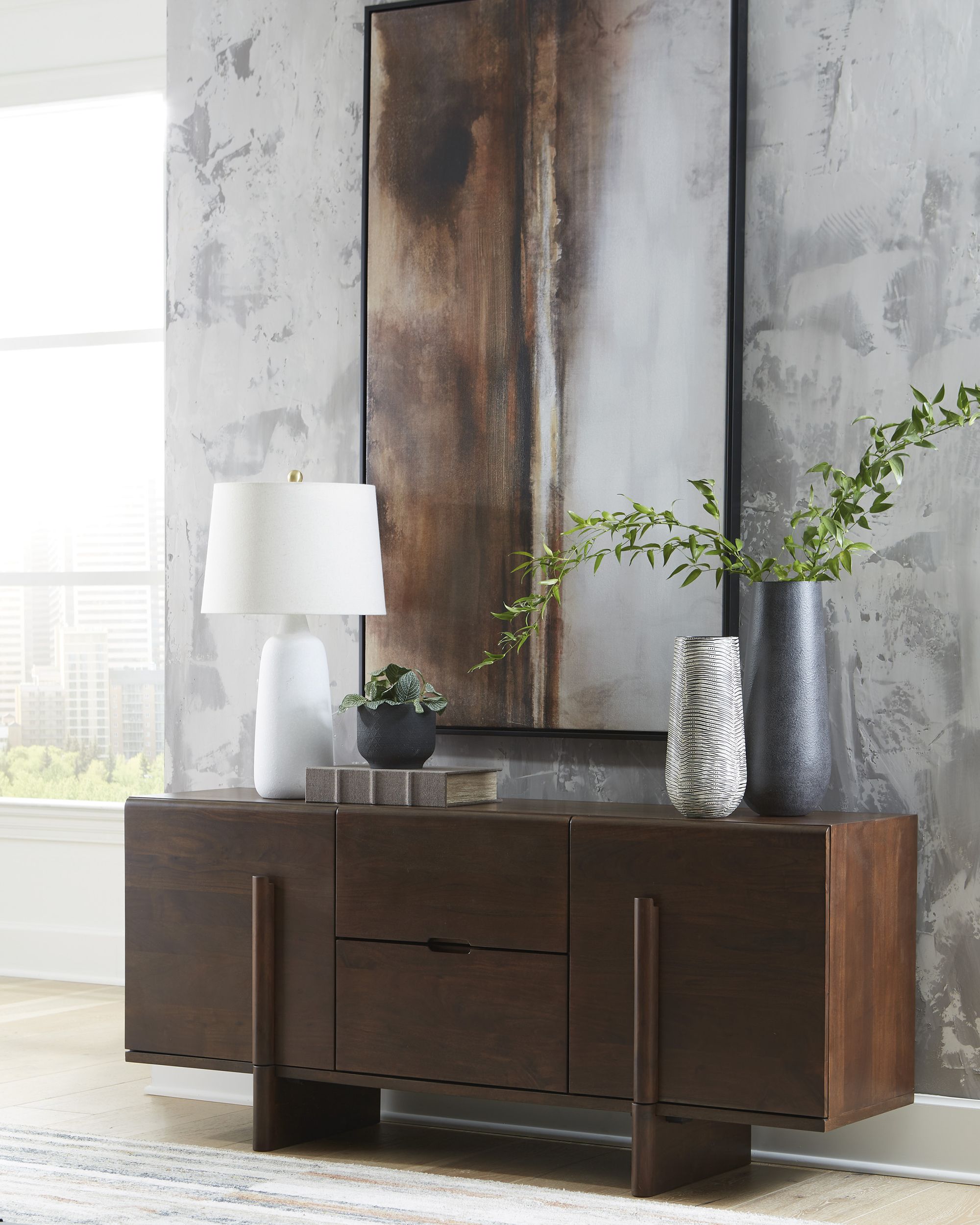 Kydler 2-Door & 2-Drawer Wood Accent Cabinet | Brown Storage