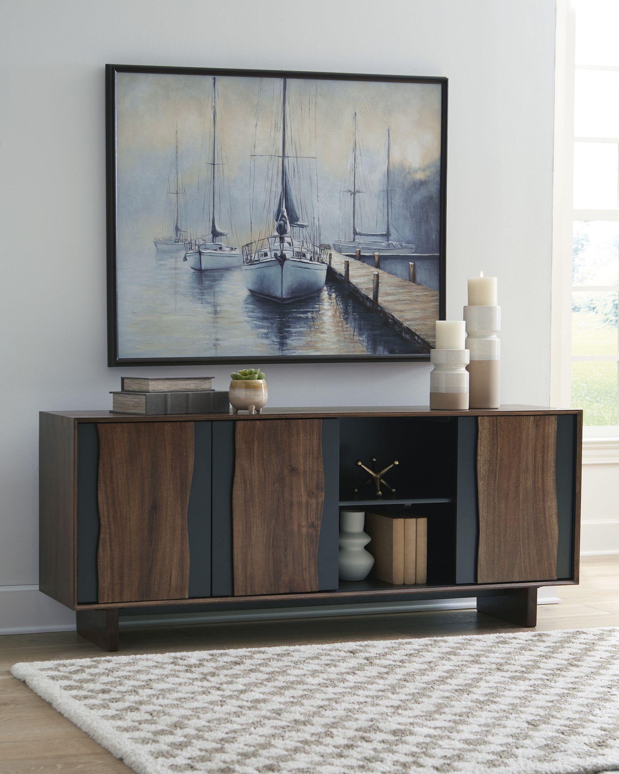 Welby 3-Door Accent Cabinet | Live Edge Acacia Wood Sideboard