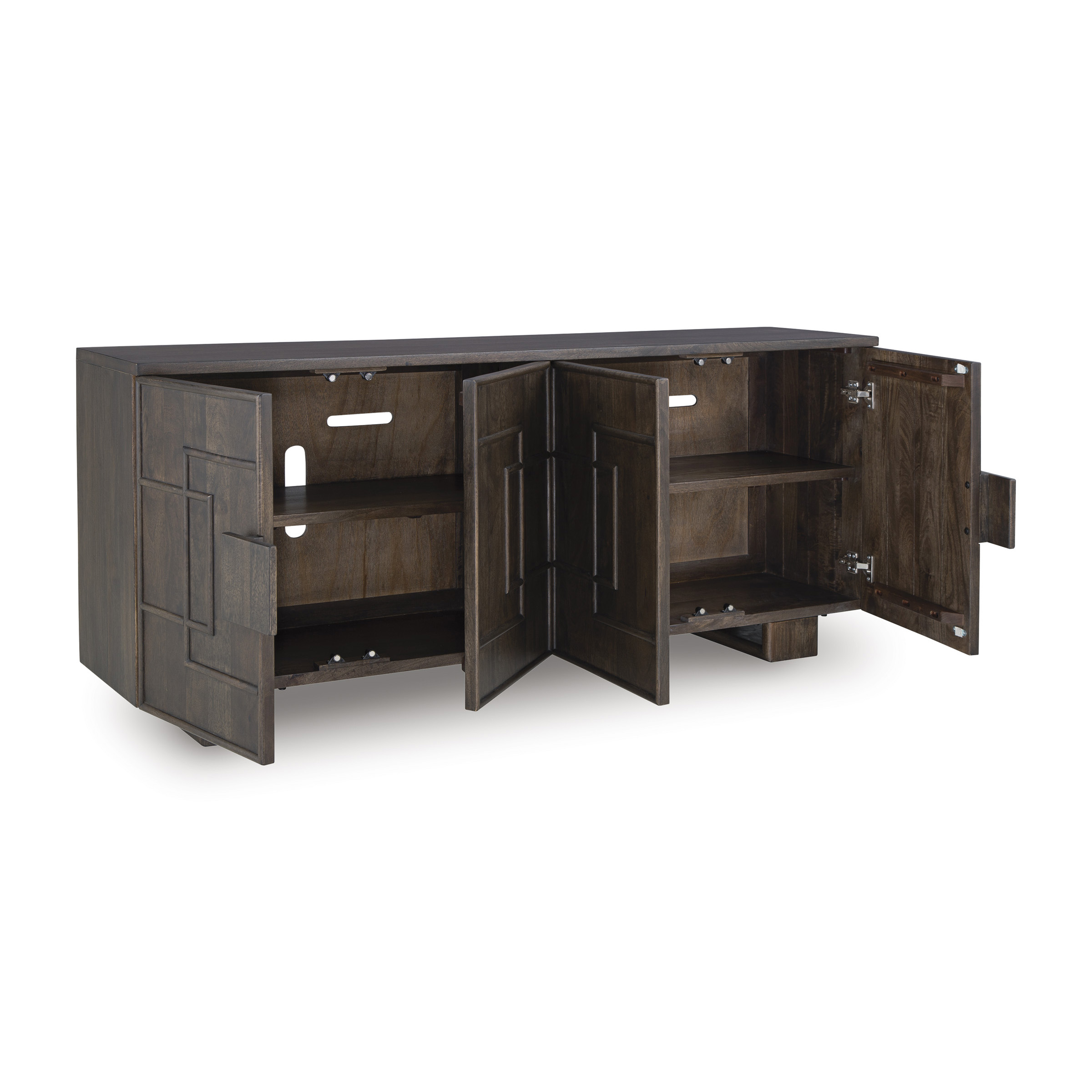 Cato Solid Mango Wood Accent Cabinet | 4-Door Storage