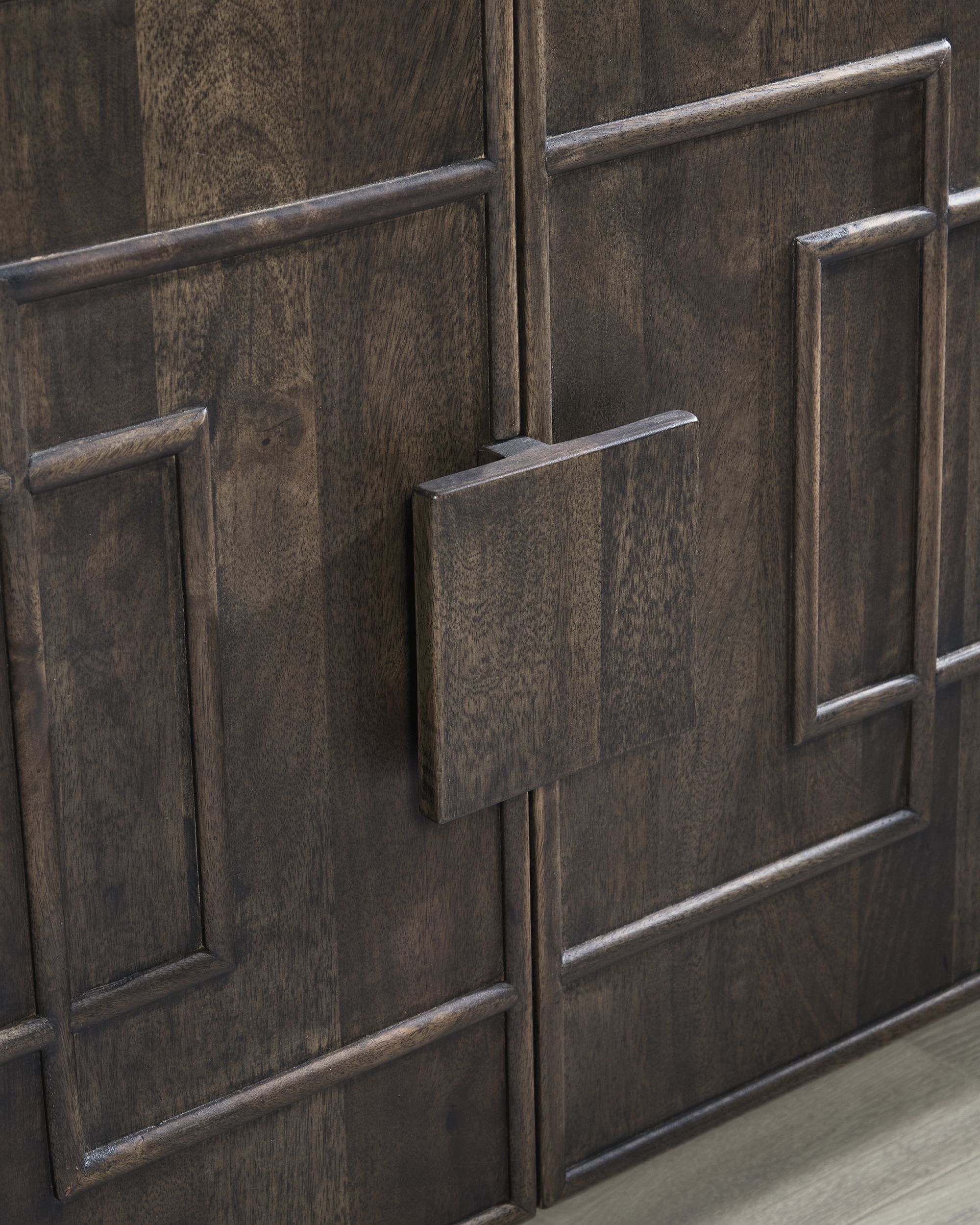 Cato Solid Mango Wood Accent Cabinet | 4-Door Storage