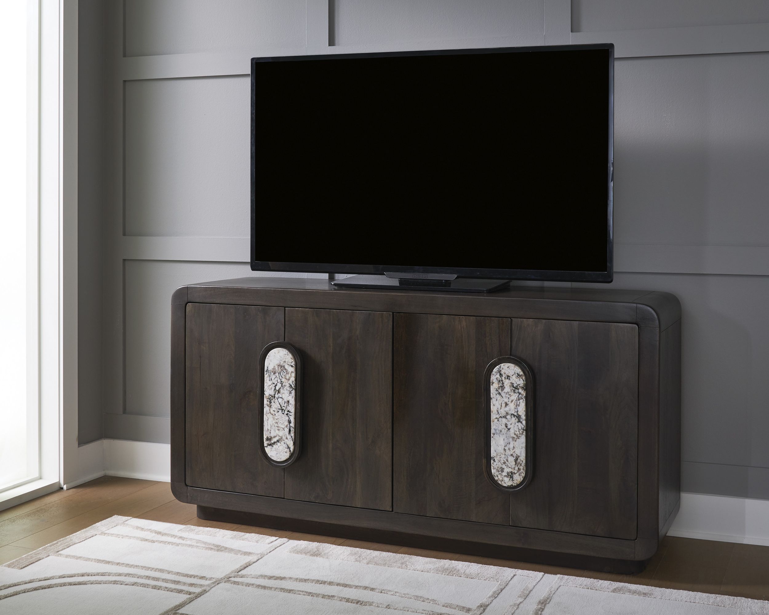 Elliston 4-Door Wood Accent Cabinet | Espresso Brown Storage