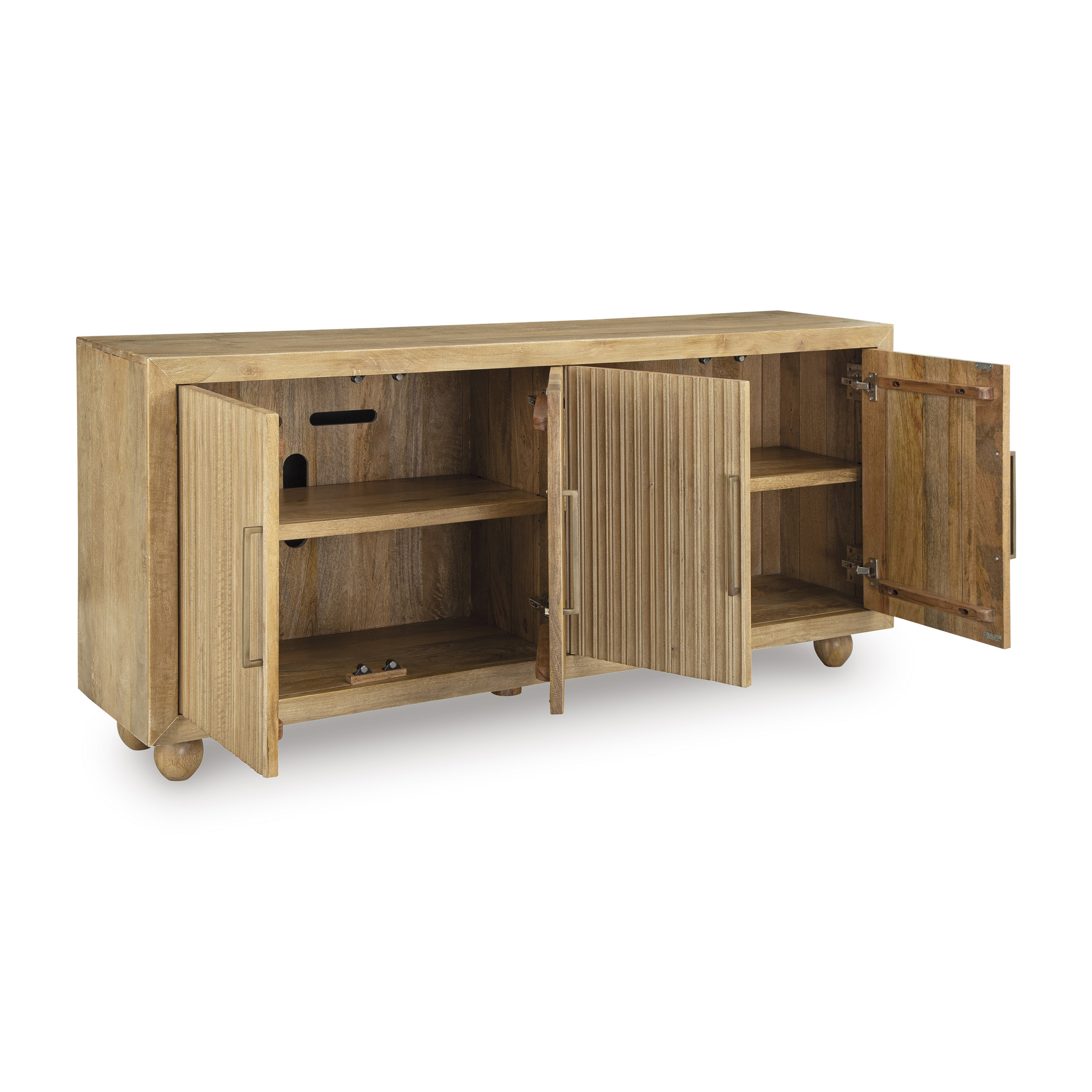Niam 4-Door Wood Accent Cabinet | Light Antique Beige