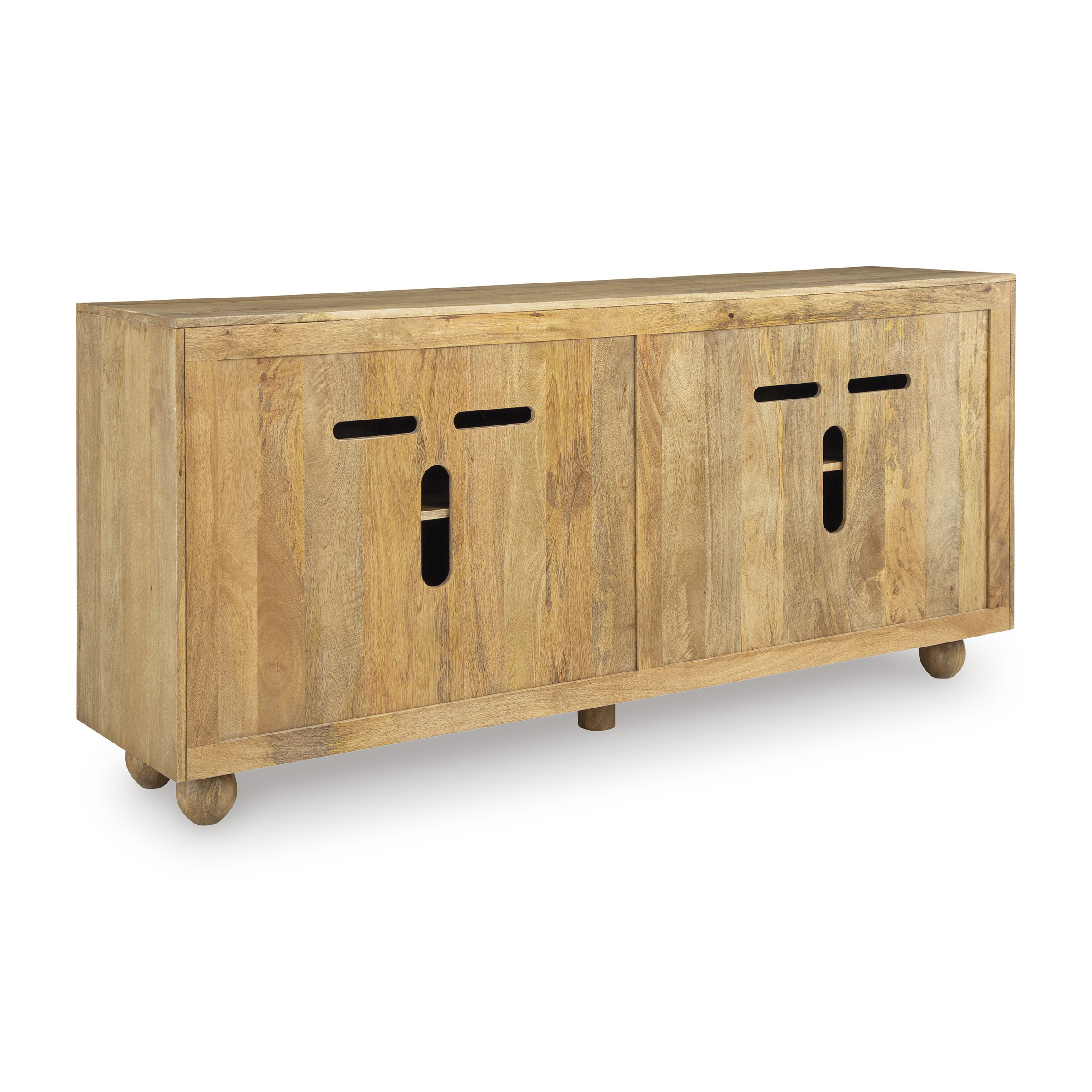 Niam 4-Door Wood Accent Cabinet | Light Antique Beige