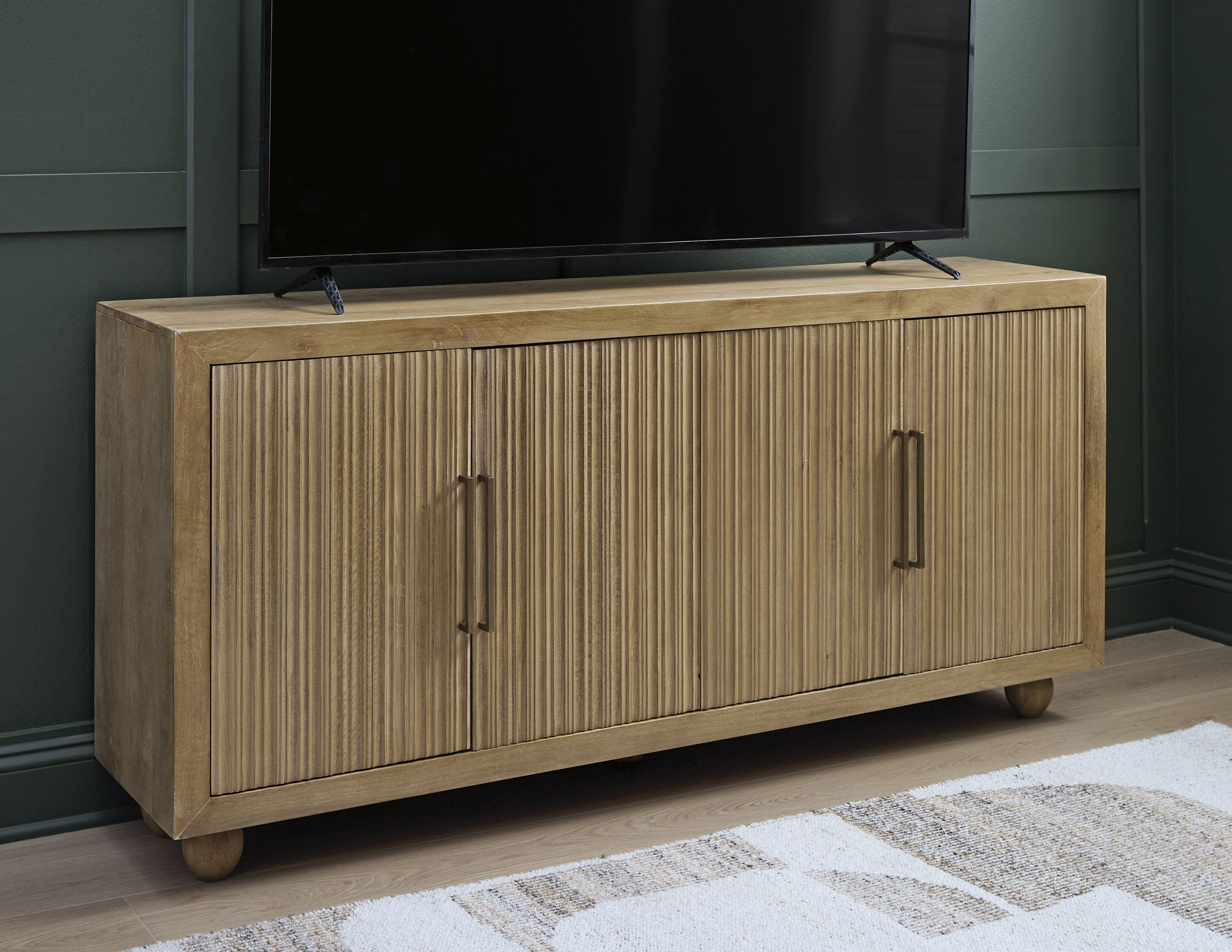 Niam 4-Door Wood Accent Cabinet | Light Antique Beige