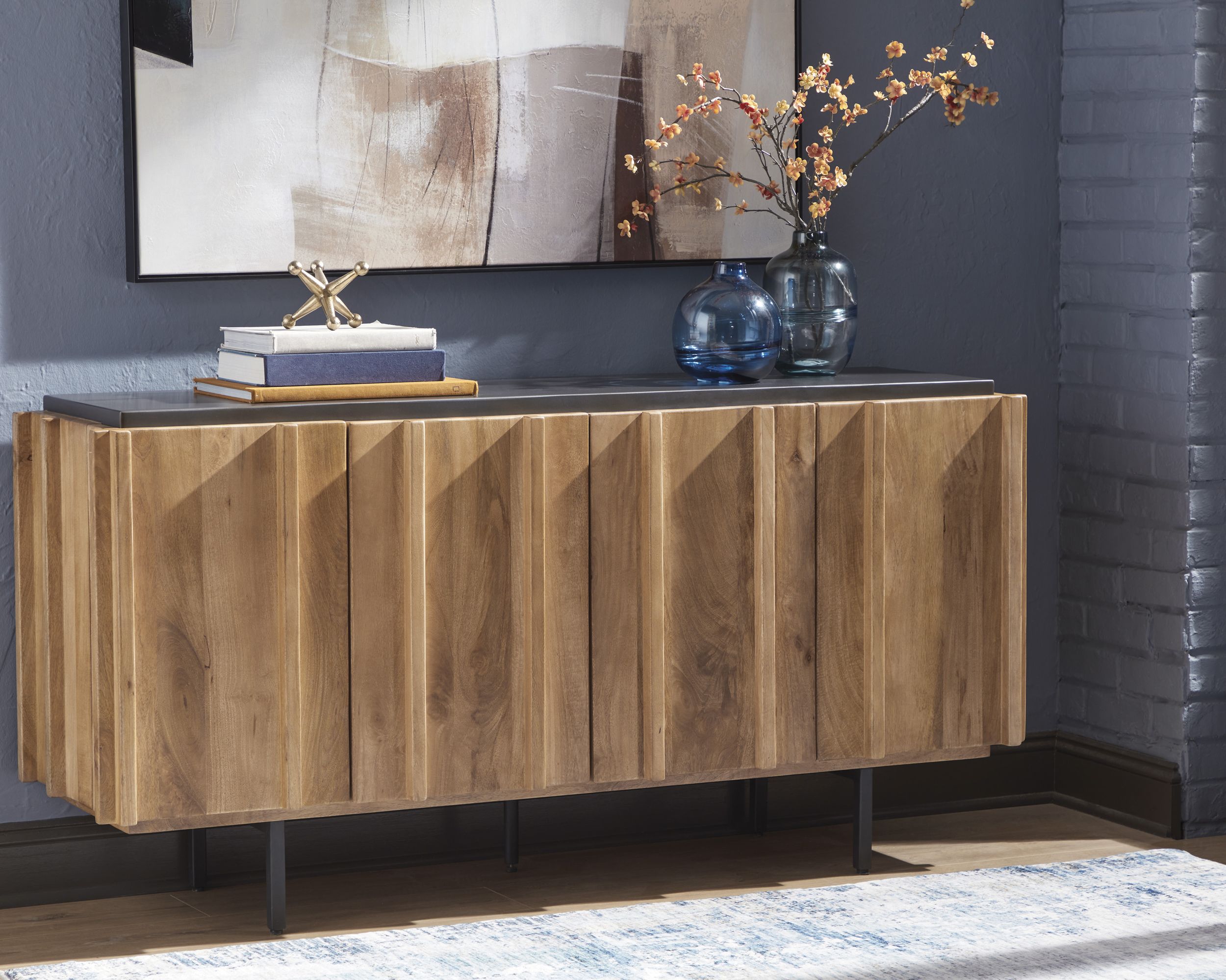 Quintavious 4-Door Accent Cabinet | Brown & Charcoal Storage