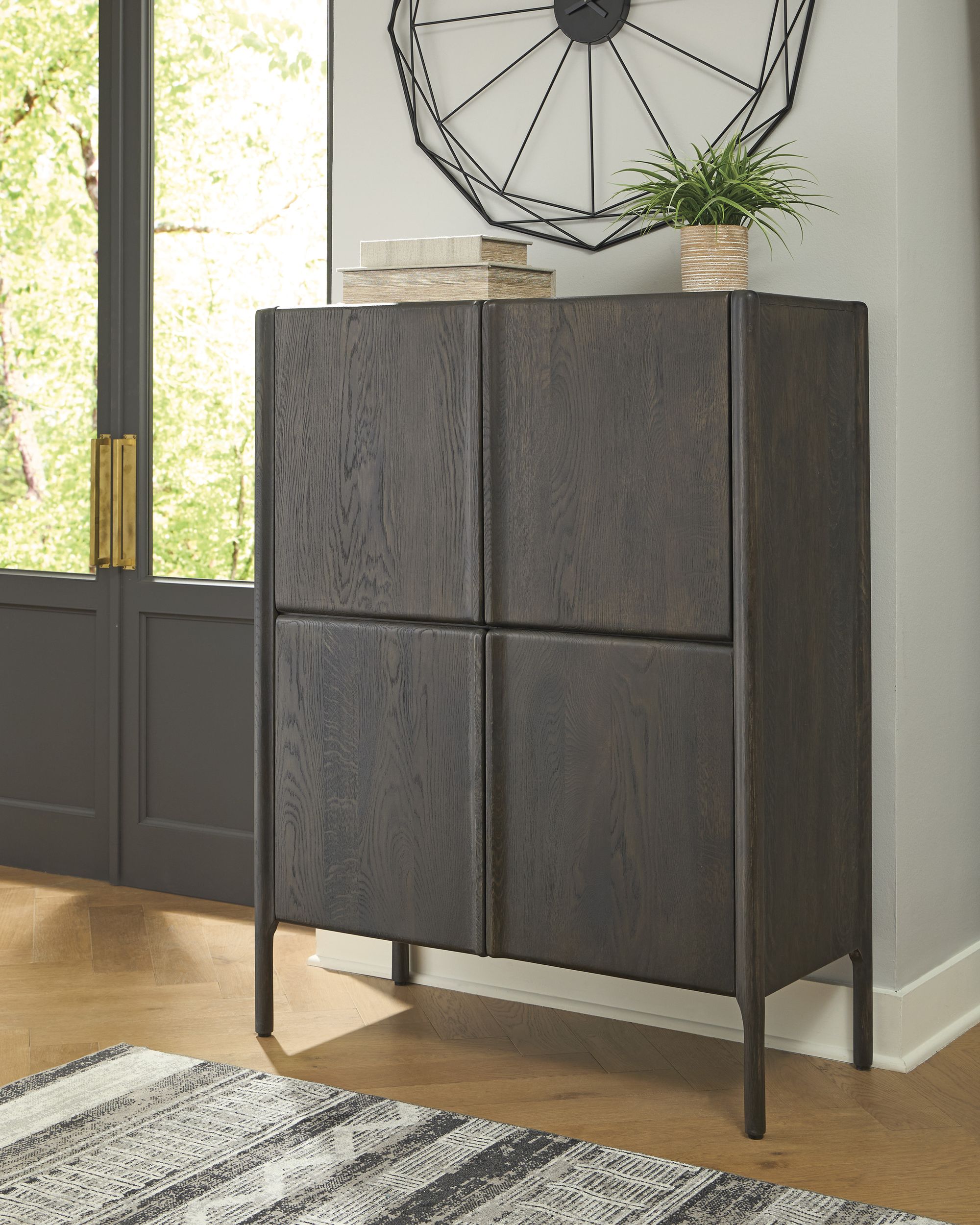 Orsonal 4-Door, 6-Shelf Accent Cabinet | Espresso Brown Storage