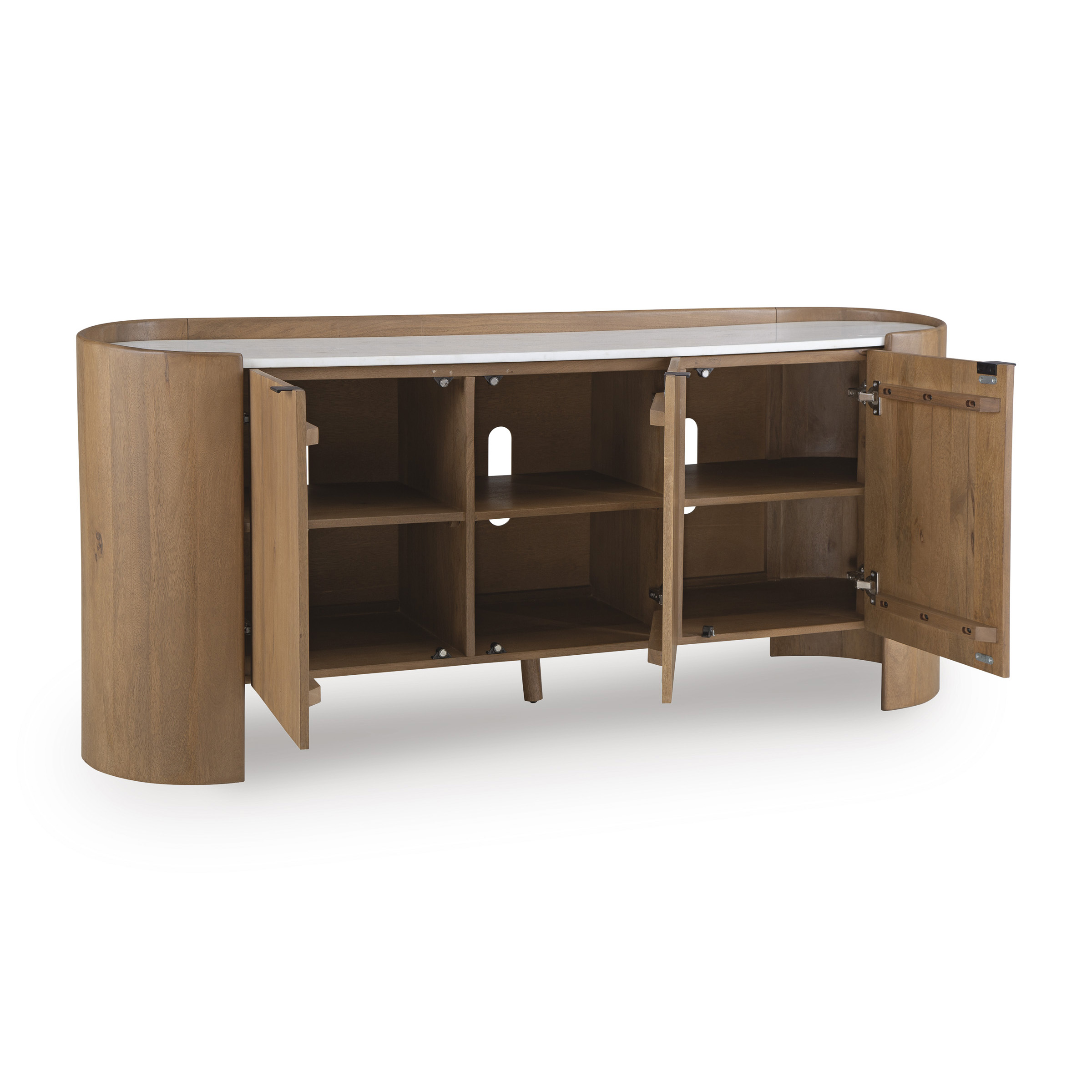 Fitzroy 3-Door Accent Cabinet | Solid Mango Wood & Marble Top