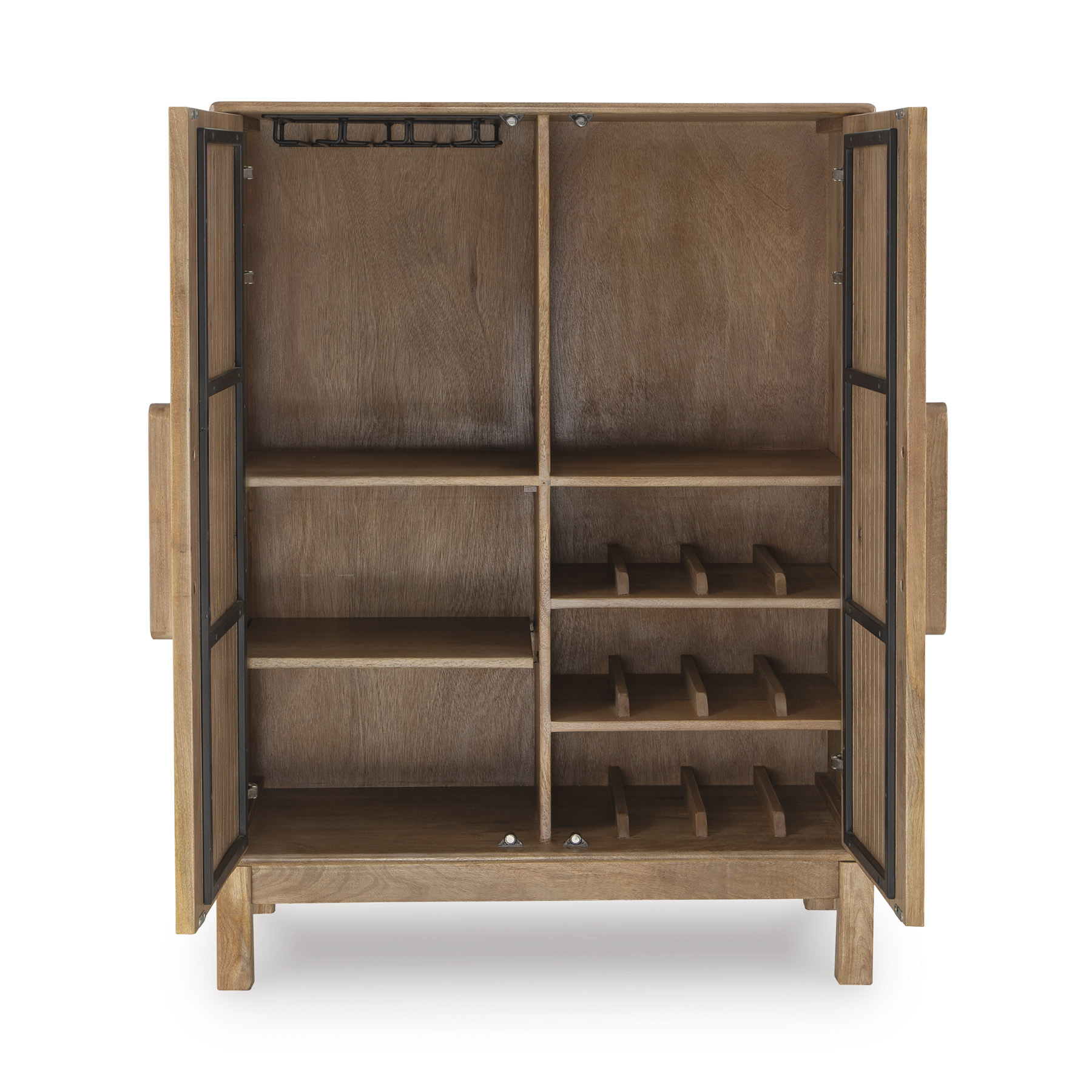 Pellamour Wood Bar Cabinet - Solid Mango Wood & Wine Storage