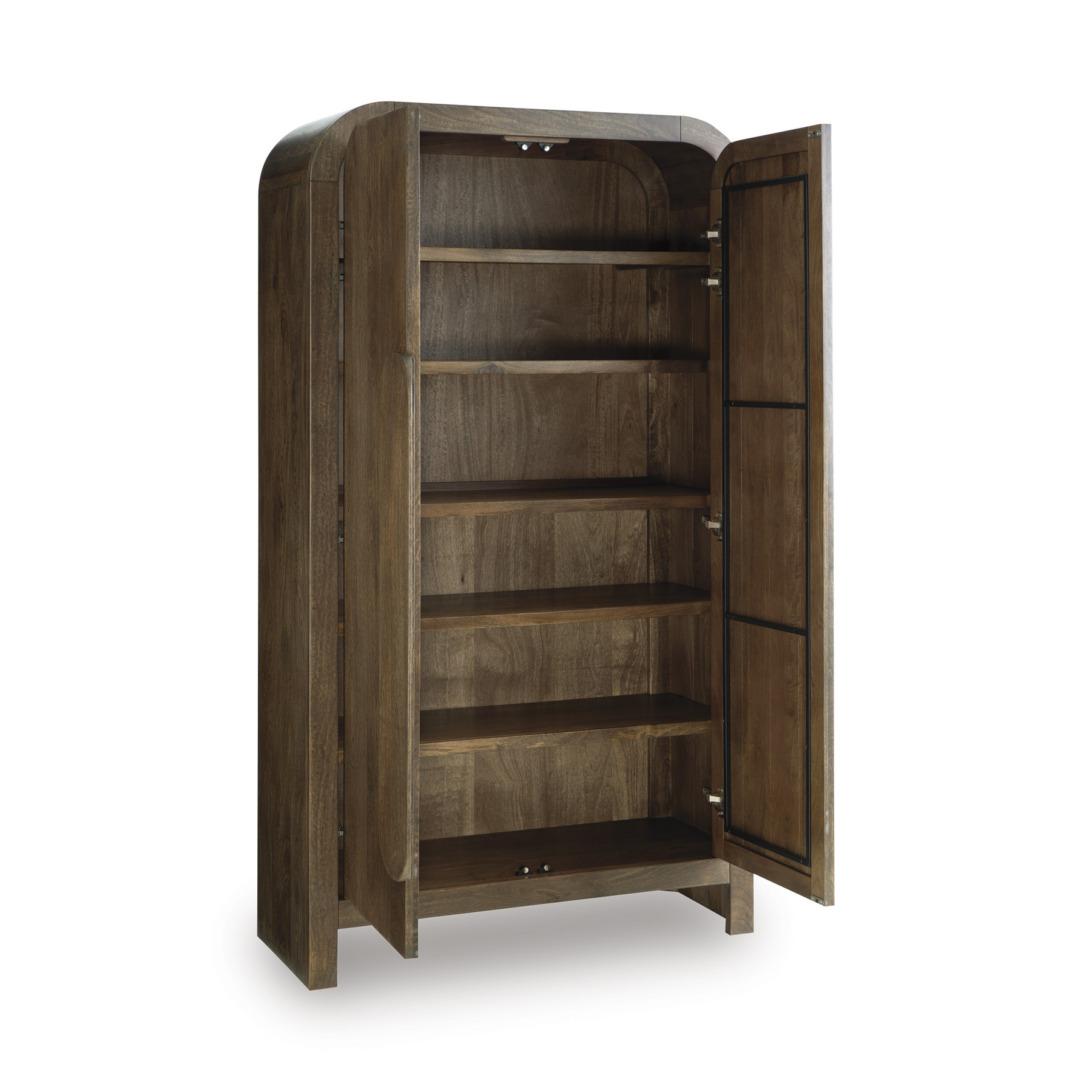 Thoren 2-Door Vertical Accent Cabinet | 5-Shelf Medium Brown