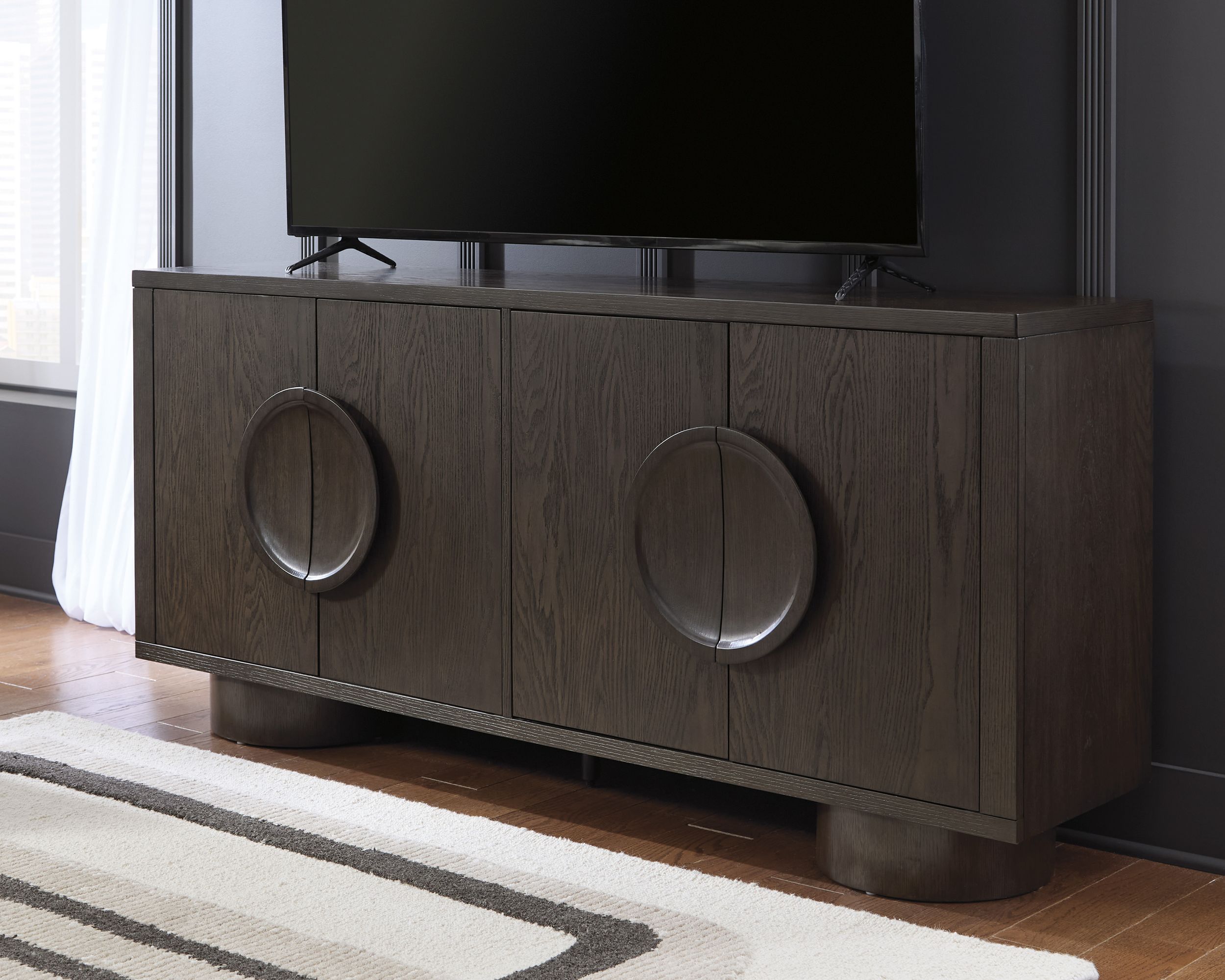 Veeda 4-Door Wood Accent Cabinet | Dark Brown Sideboard