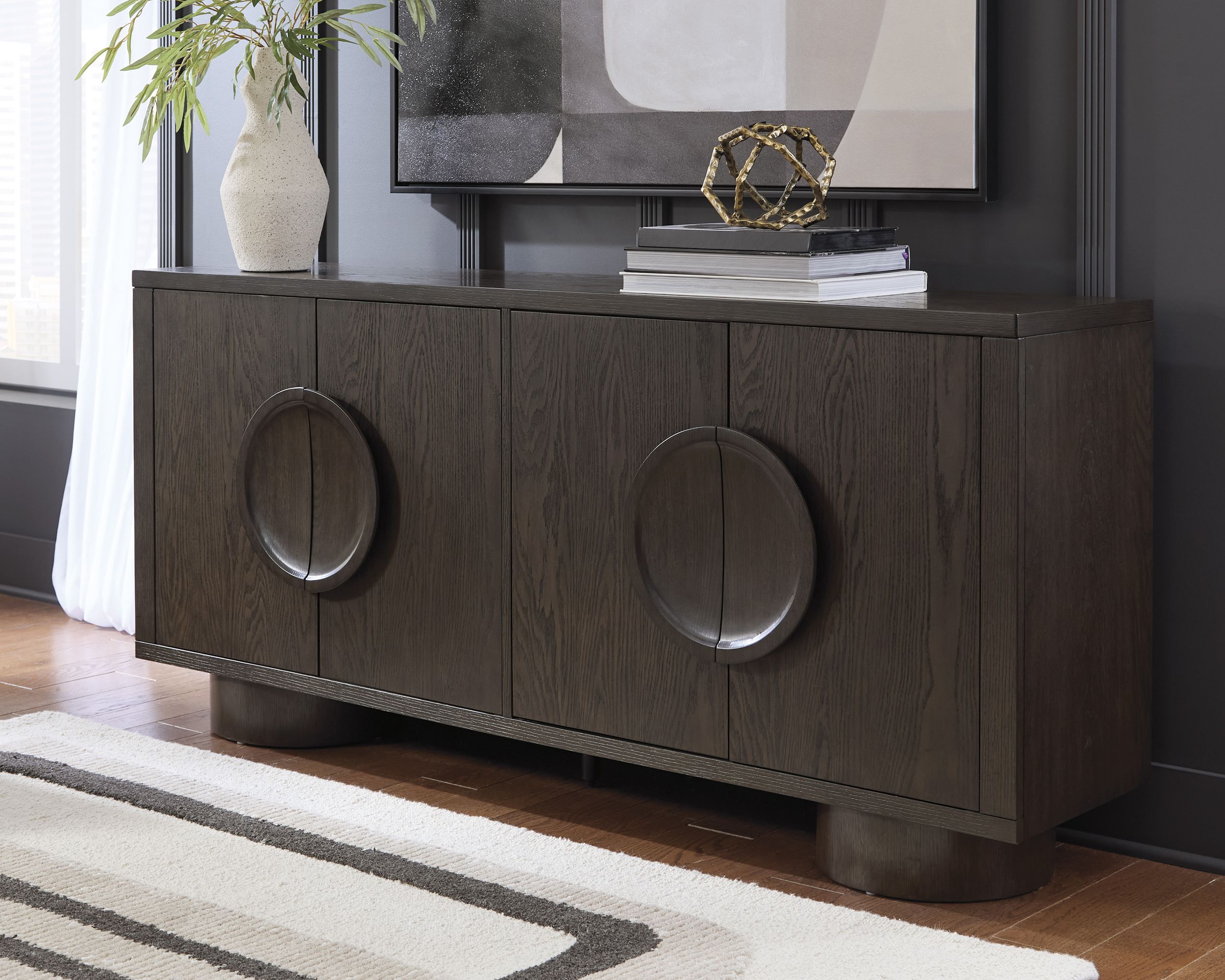 Veeda 4-Door Wood Accent Cabinet | Dark Brown Sideboard