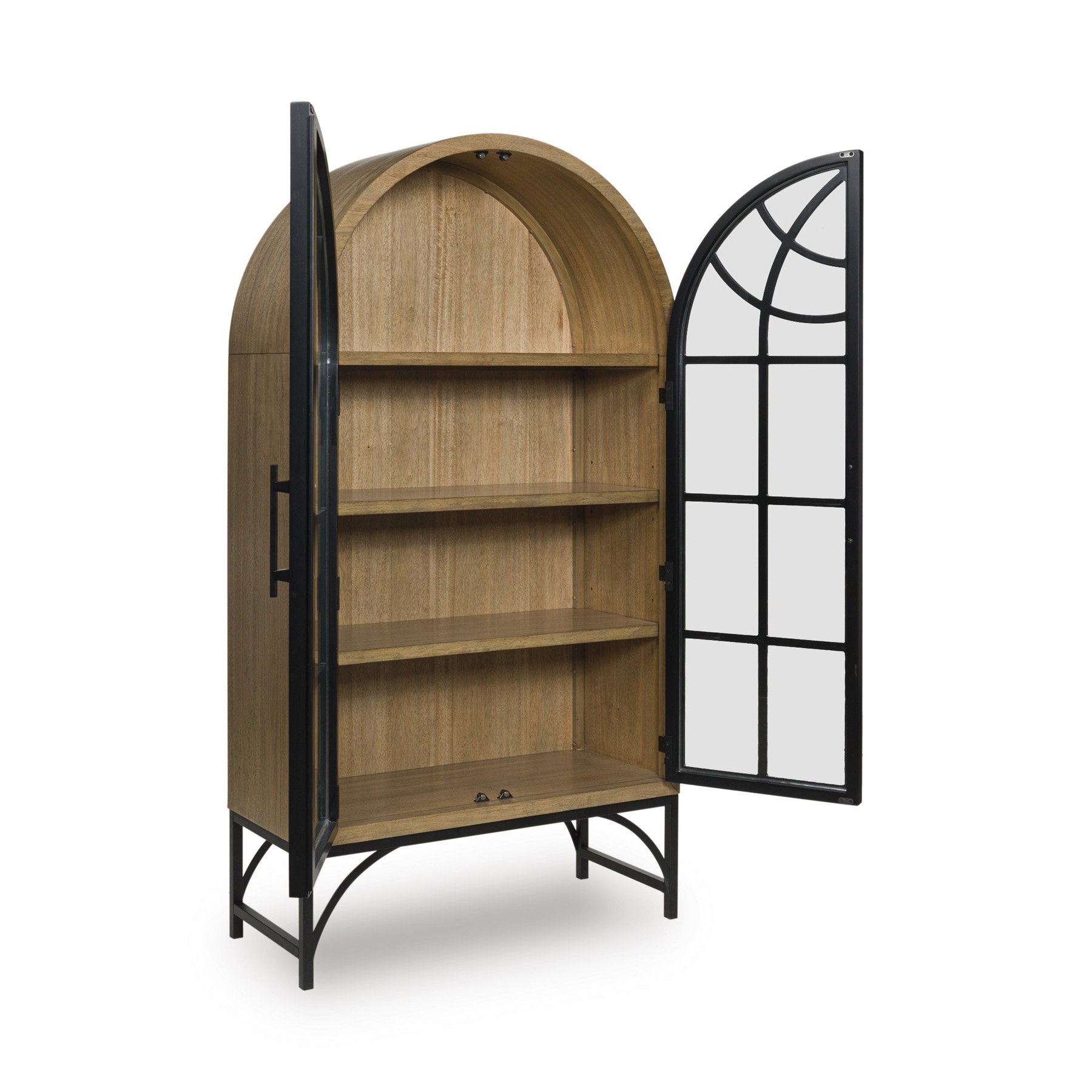 Gwenwich 2-Door Accent Cabinet | Black & Natural Wood Storage