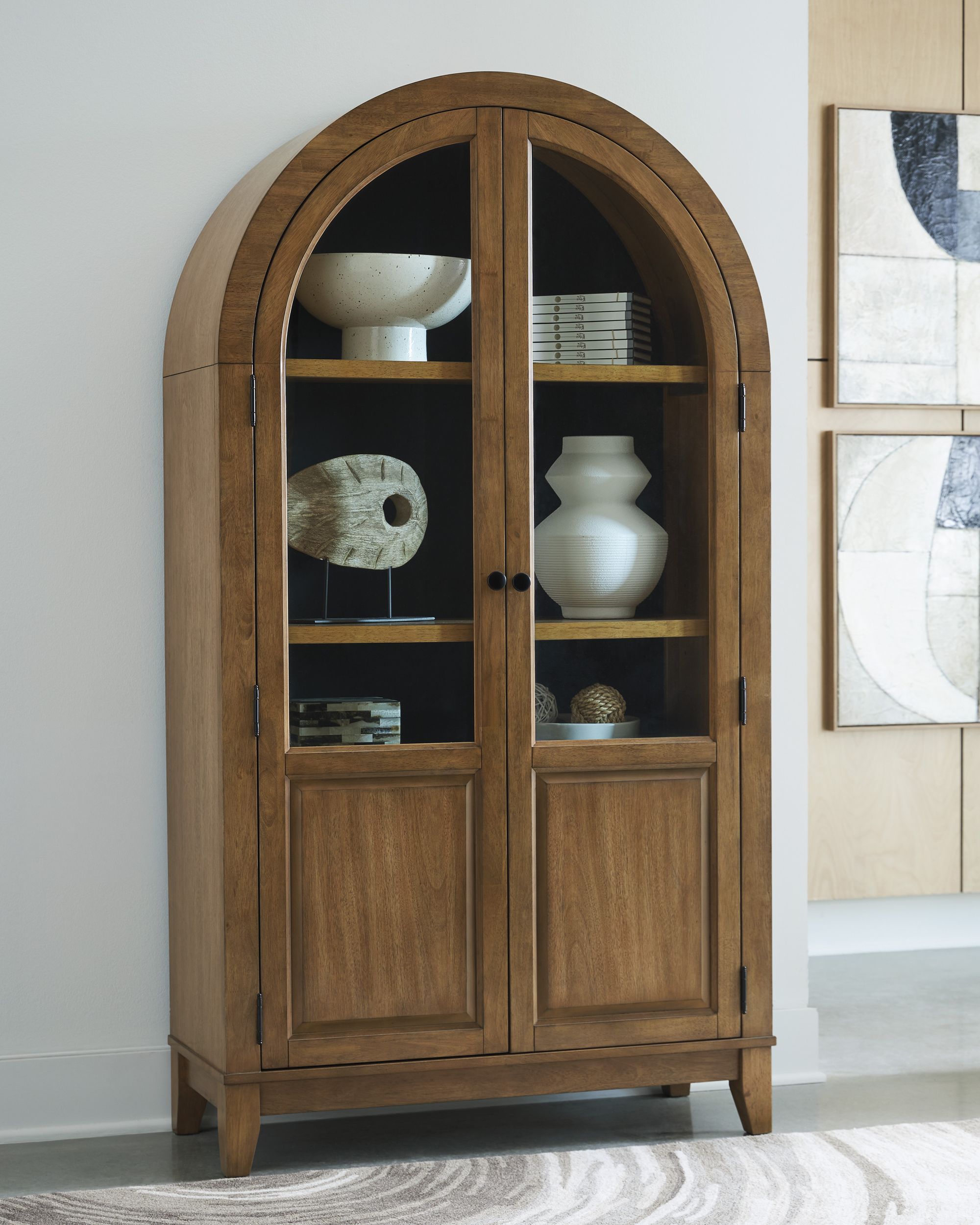 Dagandale Arched Accent Cabinet | Two-Toned Wood Display