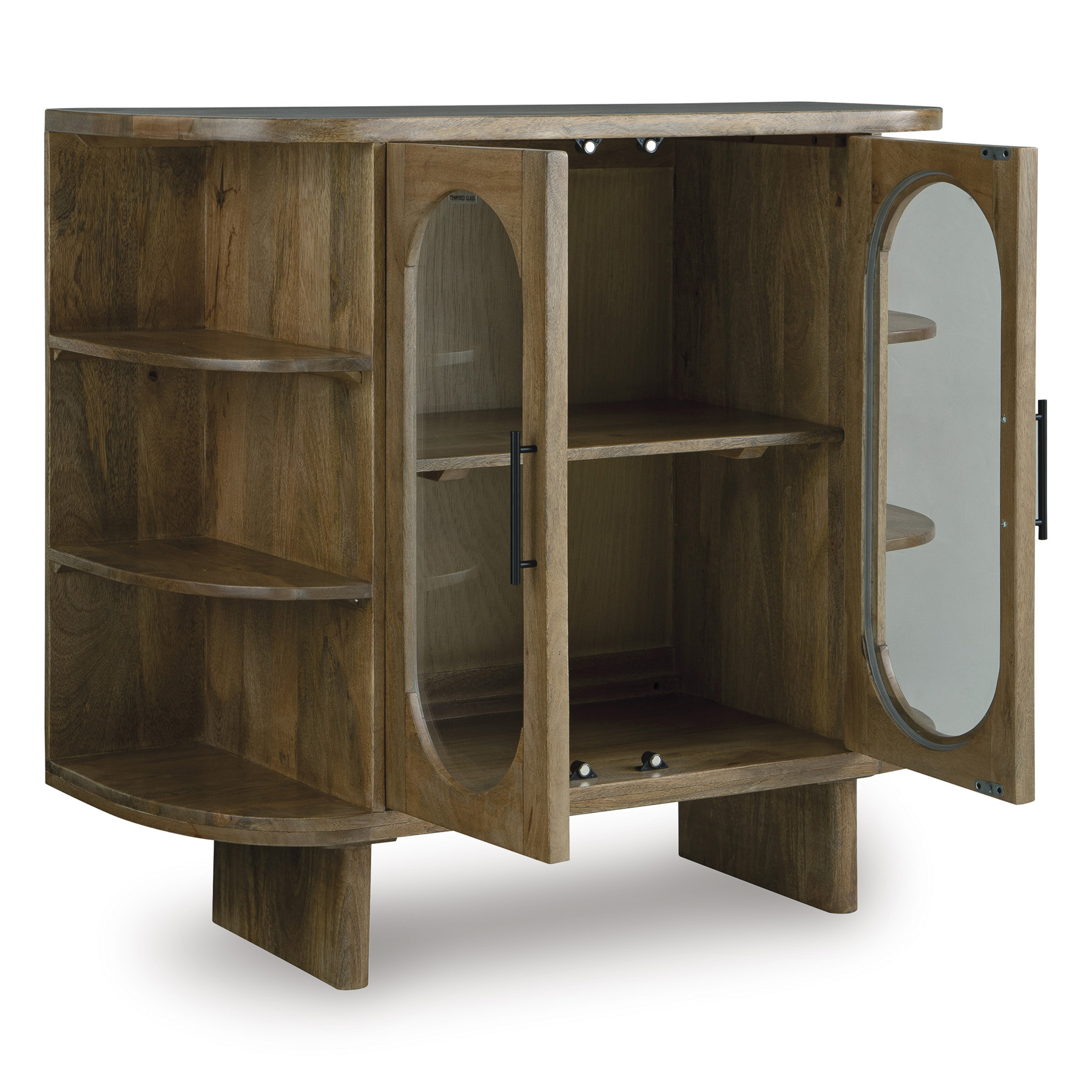 Niall 2-Door Vertical Accent Cabinet | 7-Shelf Light Brown