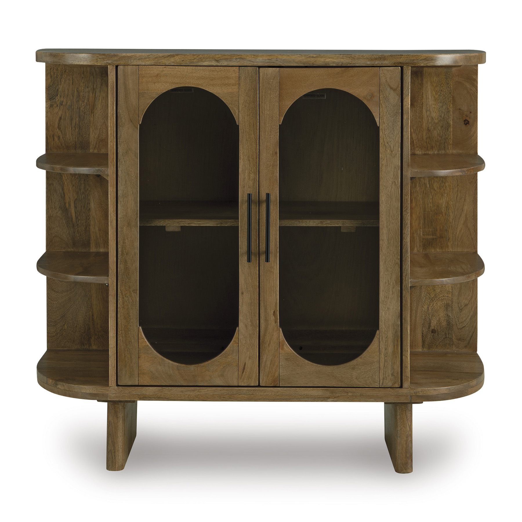 Niall 2-Door Vertical Accent Cabinet | 7-Shelf Light Brown