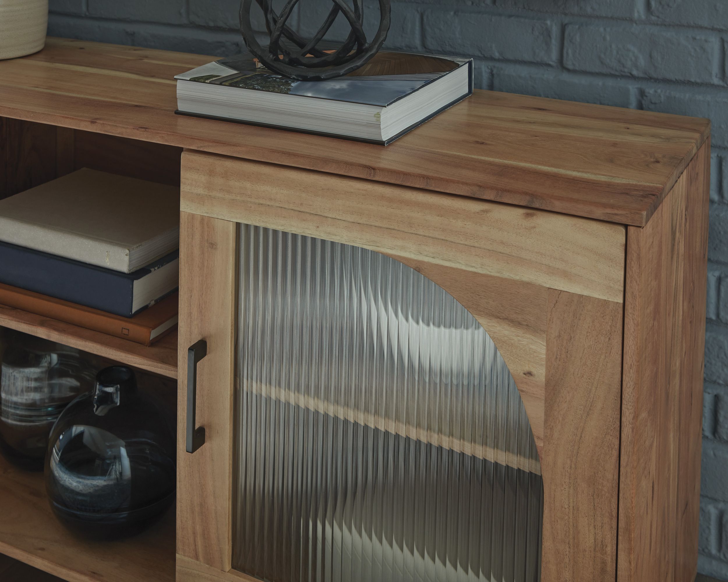 Adway Wood Accent Cabinet | Glass Door Storage