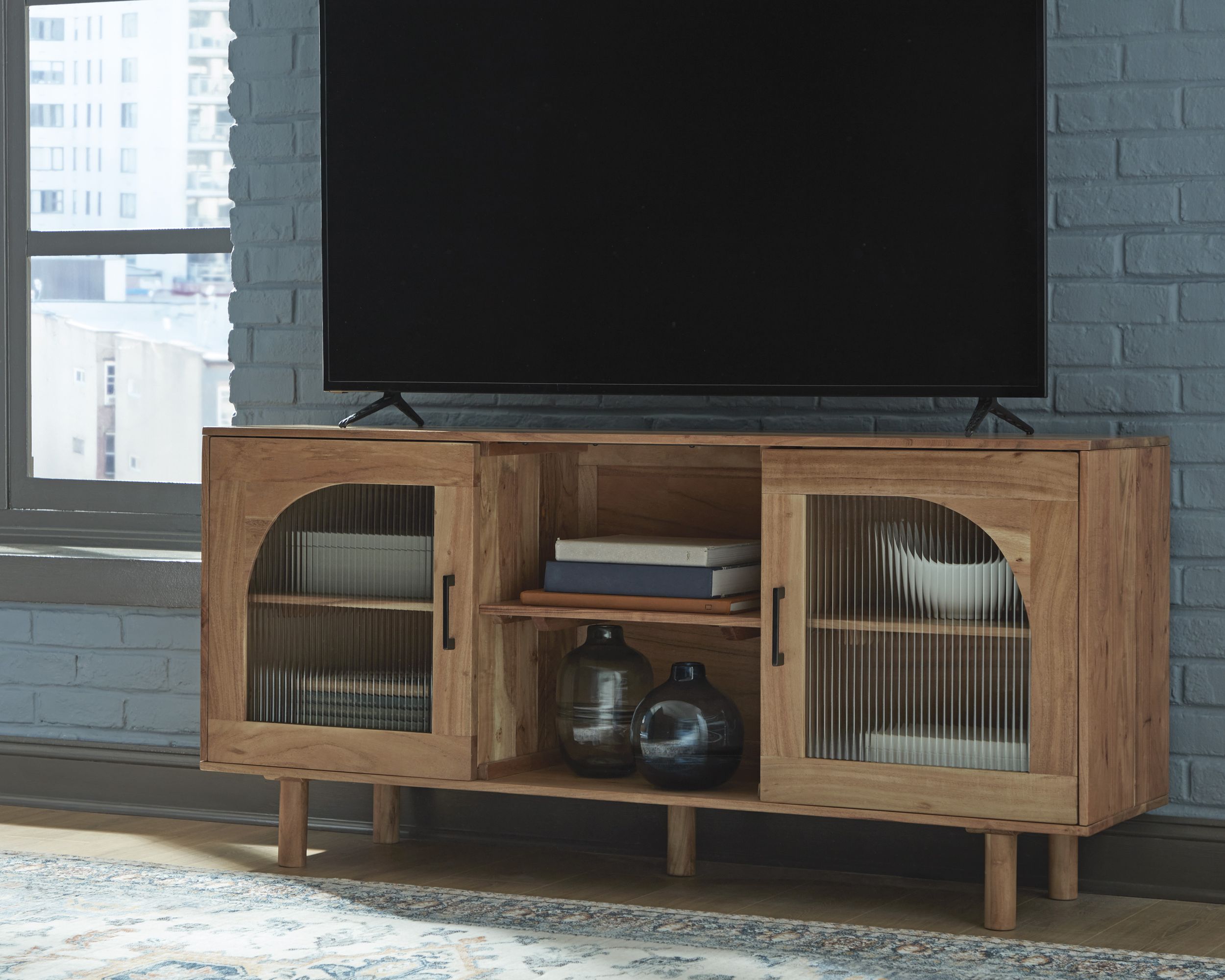 Adway Wood Accent Cabinet | Glass Door Storage