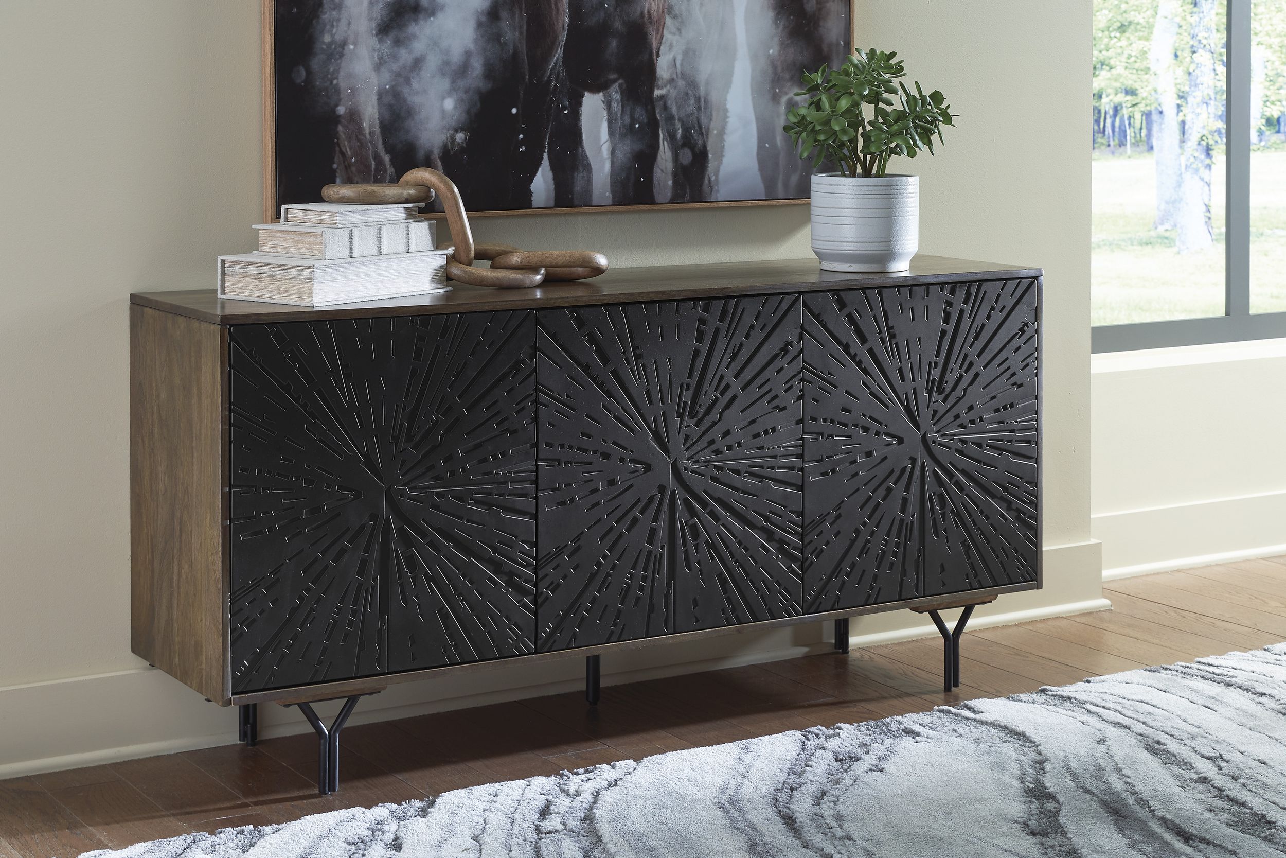 Lavinmont 3-Door Accent Cabinet | Multi-Tone Wood Storage