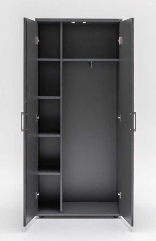 Standard Office Wardrobe w/File Storage, 2 Doors & Slide-Out Hanger