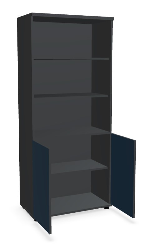 Color Office Half-Bookcase w/2 Lockable Doors & 3 Open Shelves