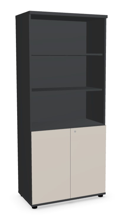Color Office Half-Bookcase w/2 Lockable Doors & 3 Open Shelves