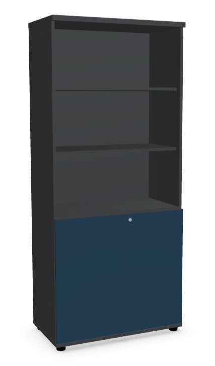 Color Office Half-Bookcase w/2 Lockable Doors & 3 Open Shelves