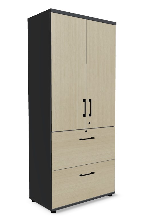 Standard Office Lockable H72.2" File Cabinet w/2 Drawers & 2 Doors