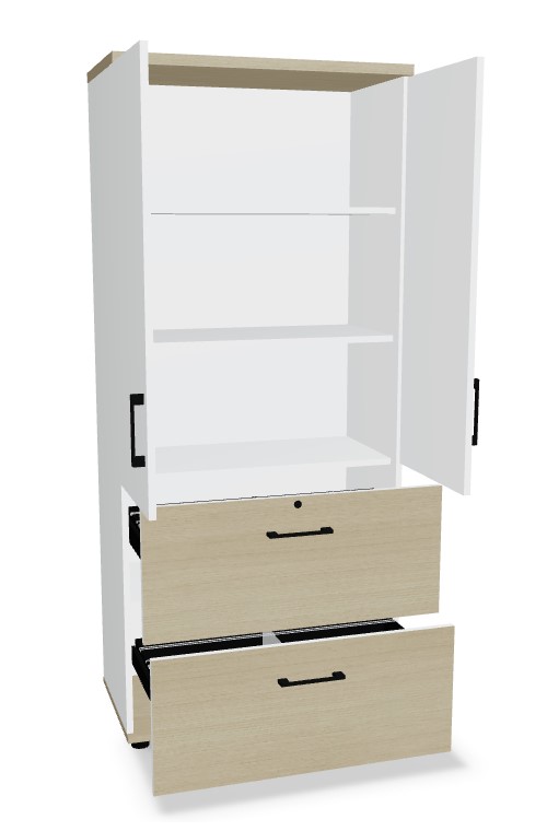 Standard Office Lockable H72.2" File Cabinet w/2 Drawers & 2 Doors