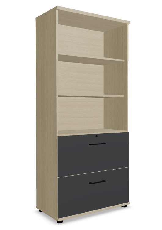 Standard Office Lockable H72.2" File Cabinet w/2 Drawers & 3 Open Shelves