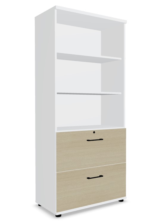 Standard Office Lockable H72.2" File Cabinet w/2 Drawers & 3 Open Shelves