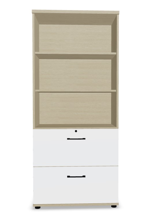 Standard Office Lockable H72.2" File Cabinet w/2 Drawers & 3 Open Shelves