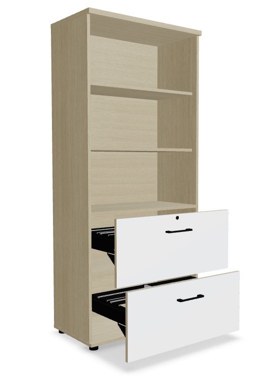 Standard Office Lockable H72.2" File Cabinet w/2 Drawers & 3 Open Shelves