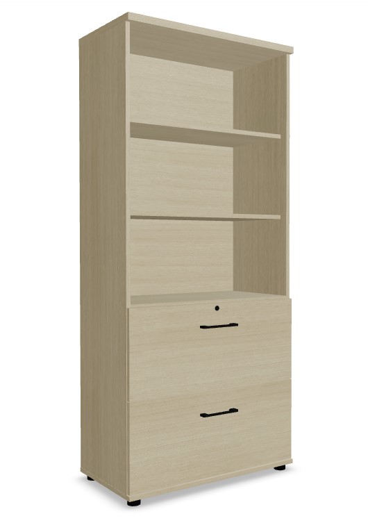 Standard Office Lockable H72.2" File Cabinet w/2 Drawers & 3 Open Shelves