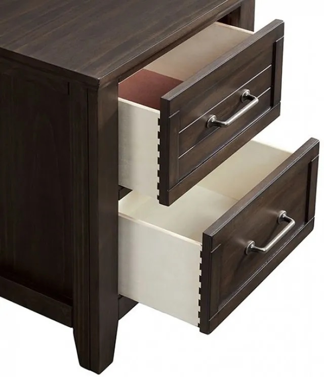 Alaina Wood Nightstand w/2 Drawers & USB Charger