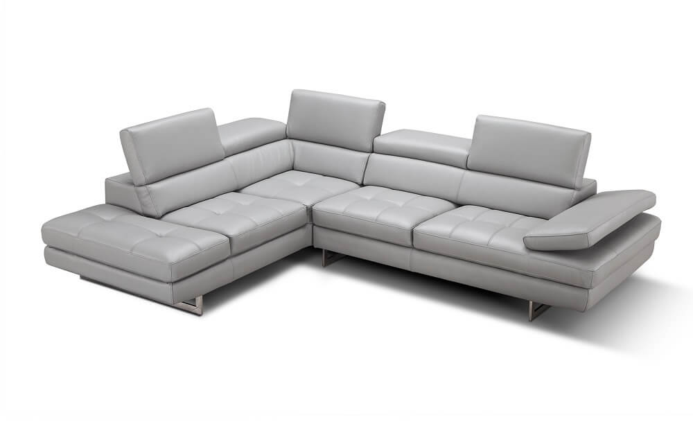Aurora Italian Leather/Metal Sectional Sofa