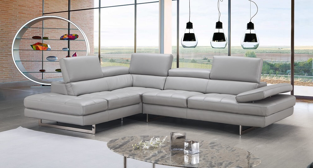 Aurora Italian Leather/Metal Sectional Sofa